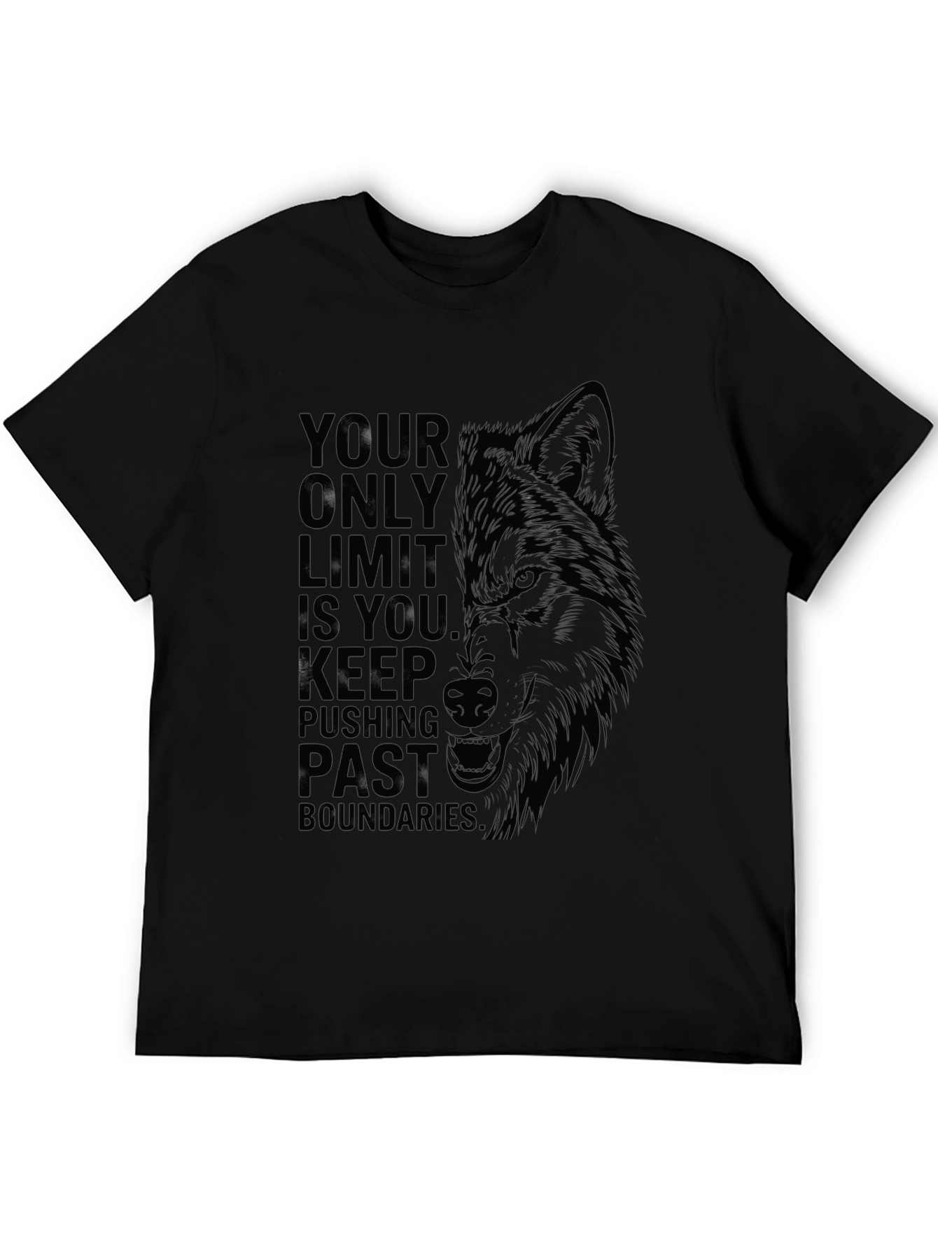 Black Motivational Wolf Graphic T-Shirt view 5