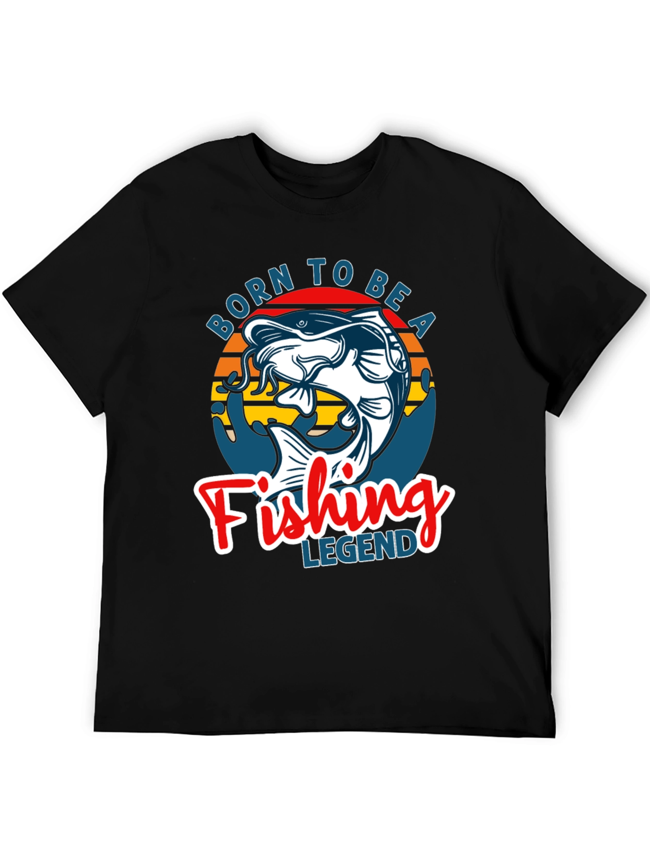 Black Born to Be a Fishing Legend Graphic Tee view 5