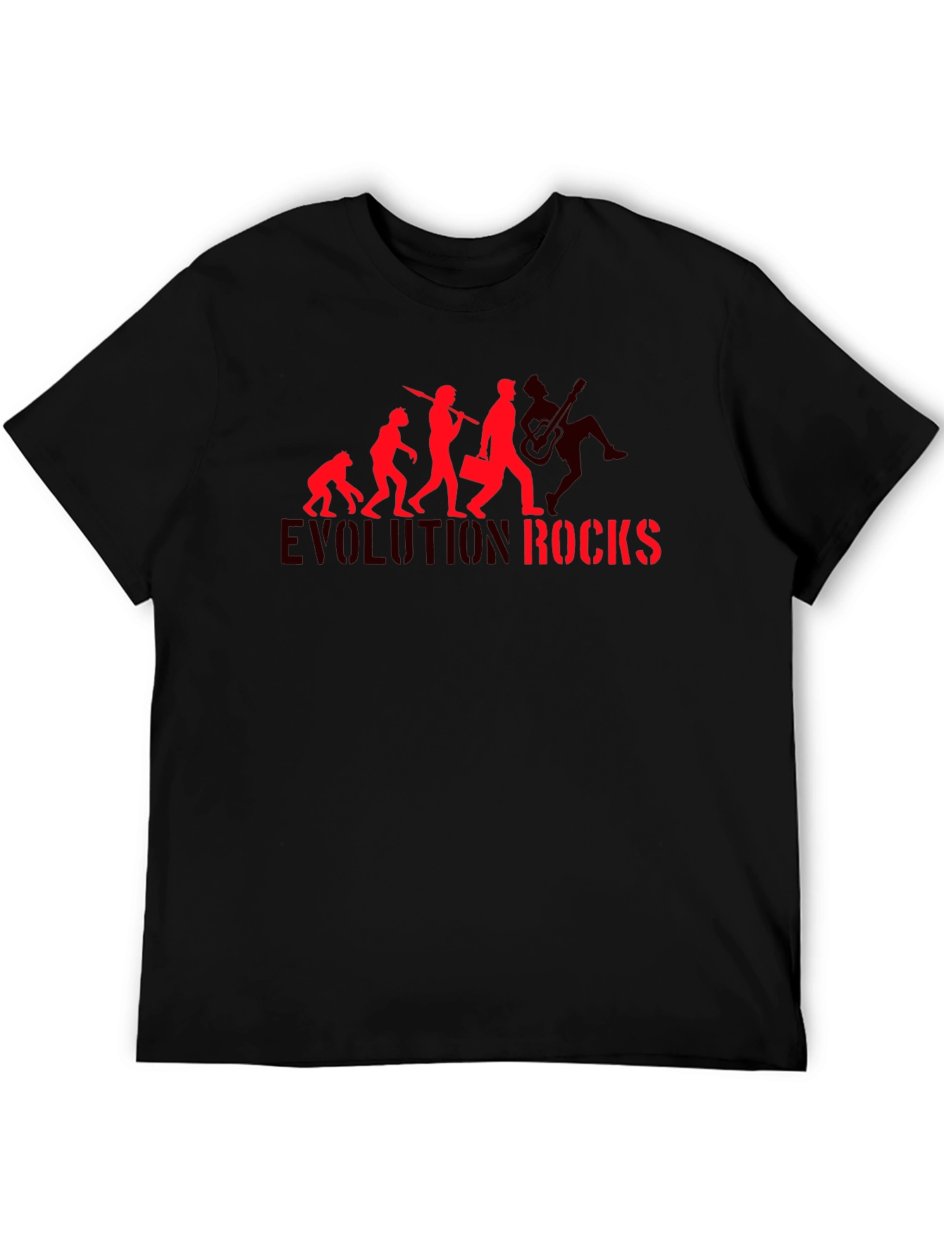 Black Evolution Rocks Graphic T-Shirt - Black Cotton Tee view 5