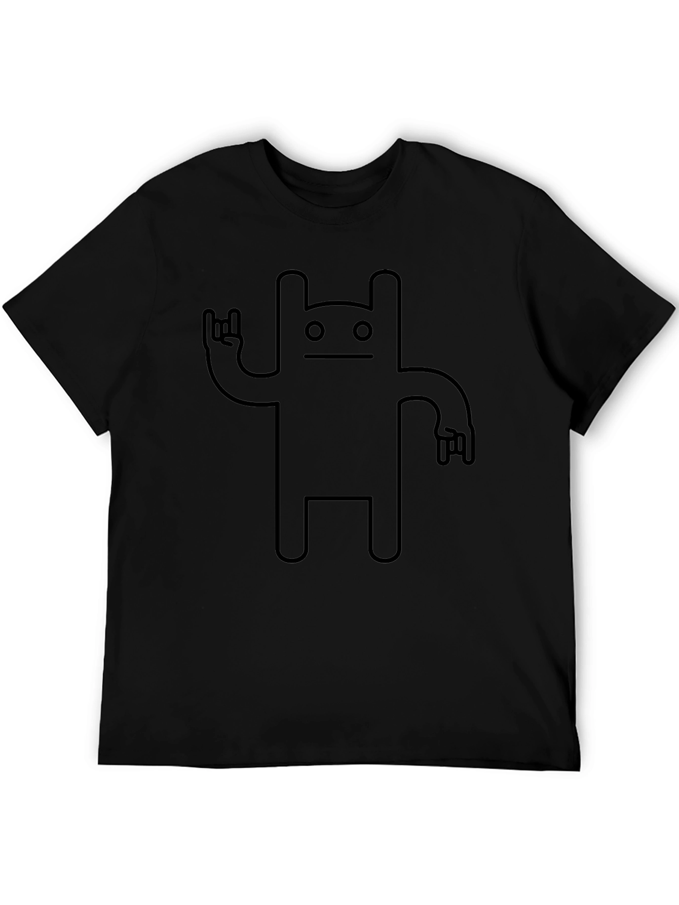 Black Cool Graphic T-Shirt - Rock On Robot Design view 5