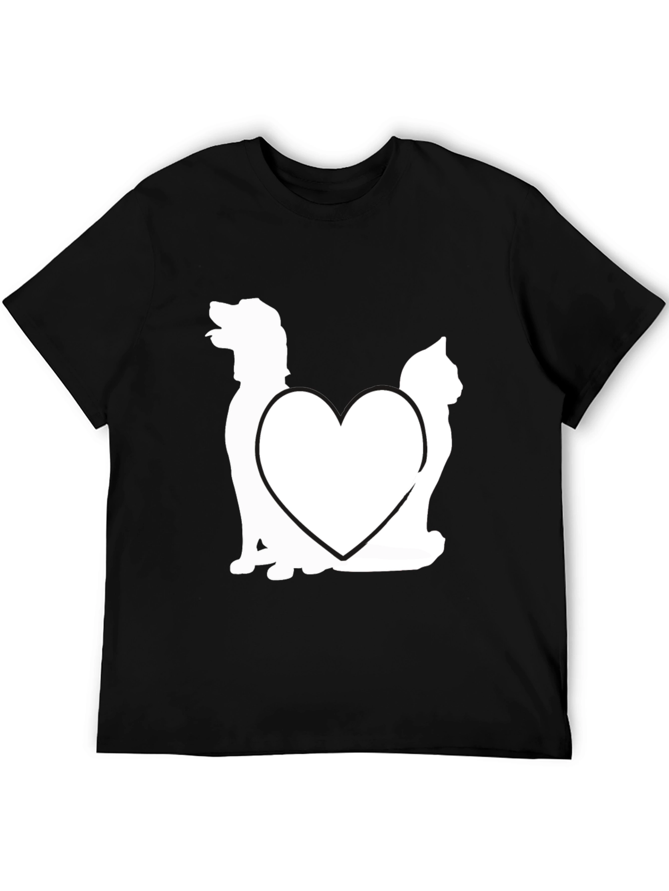 Black Dog and Cat Heart Graphic T-Shirt view 5