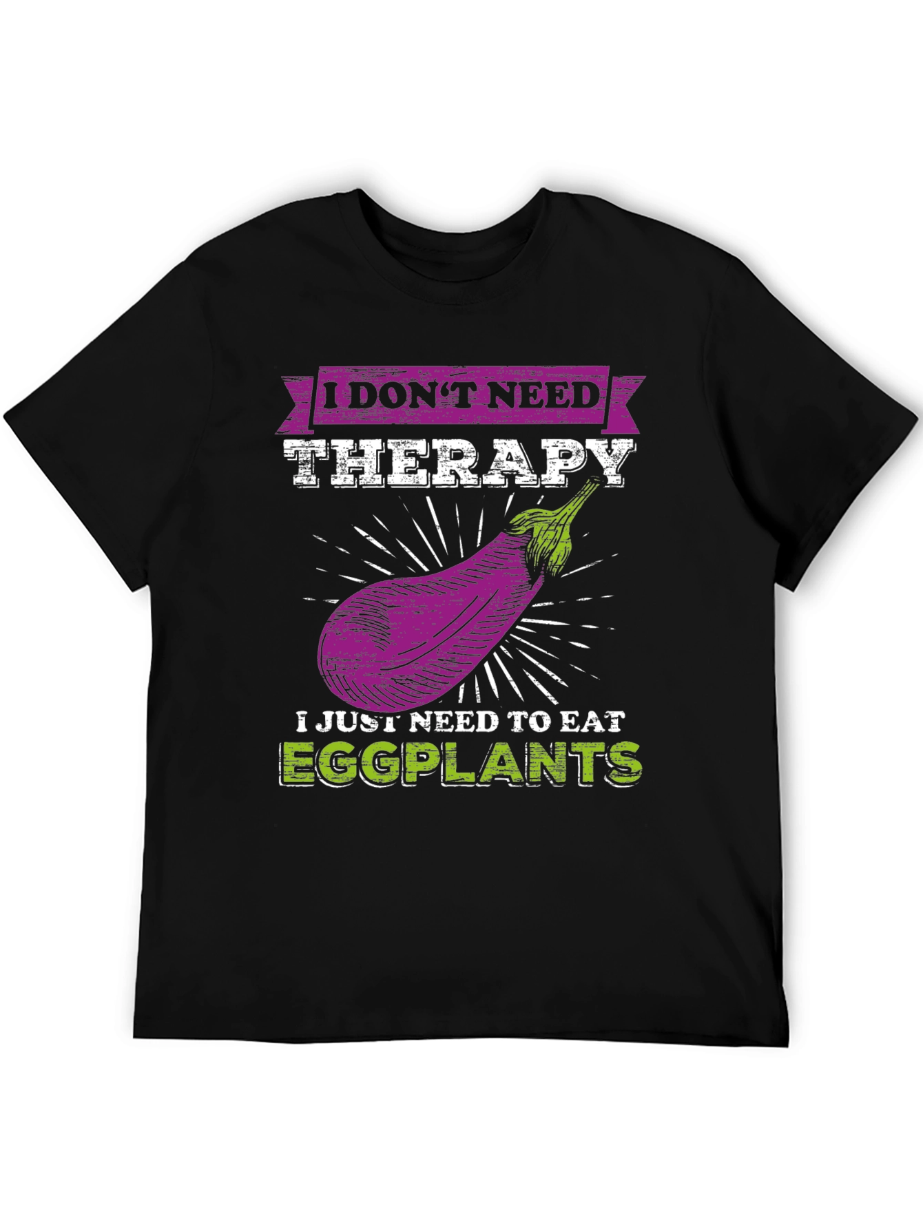 Black Eggplant Therapy T-Shirt: Funny Vegan Tee view 5