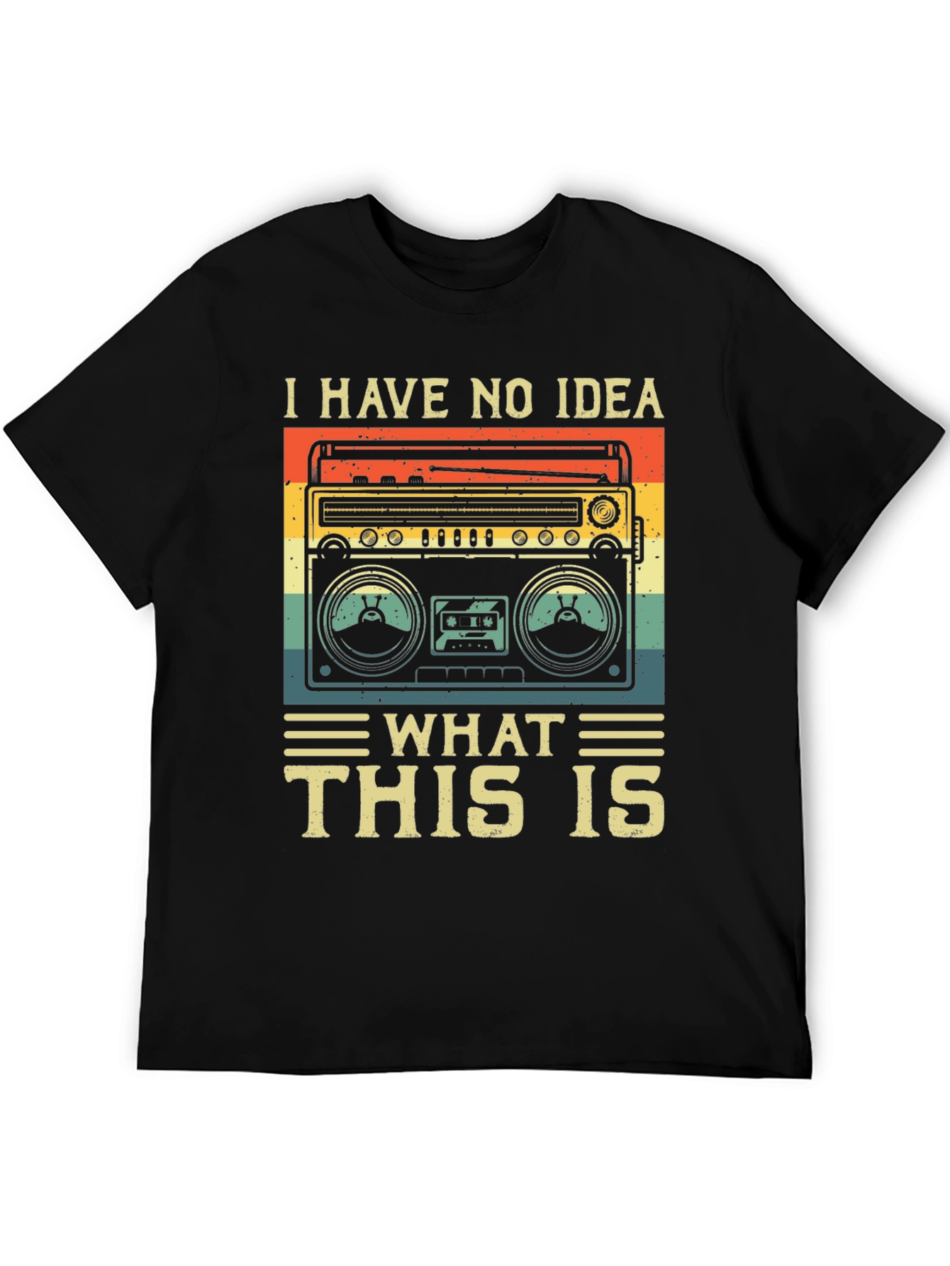 Black Retro Boombox Graphic T-Shirt - I Have No Idea What This Is view 5