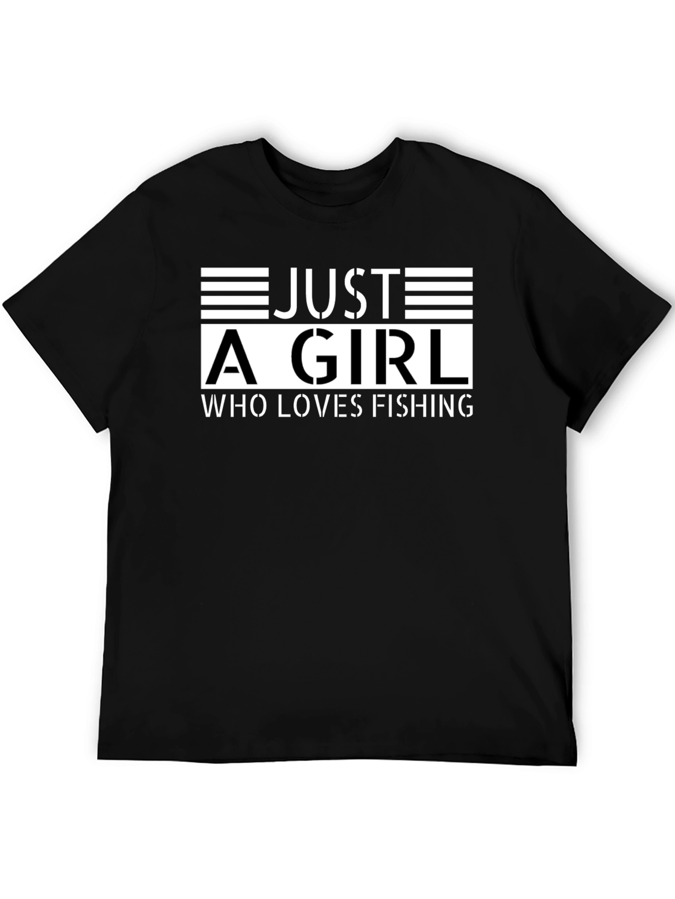 Black Just A Girl Who Loves Fishing Black T-Shirt view 5