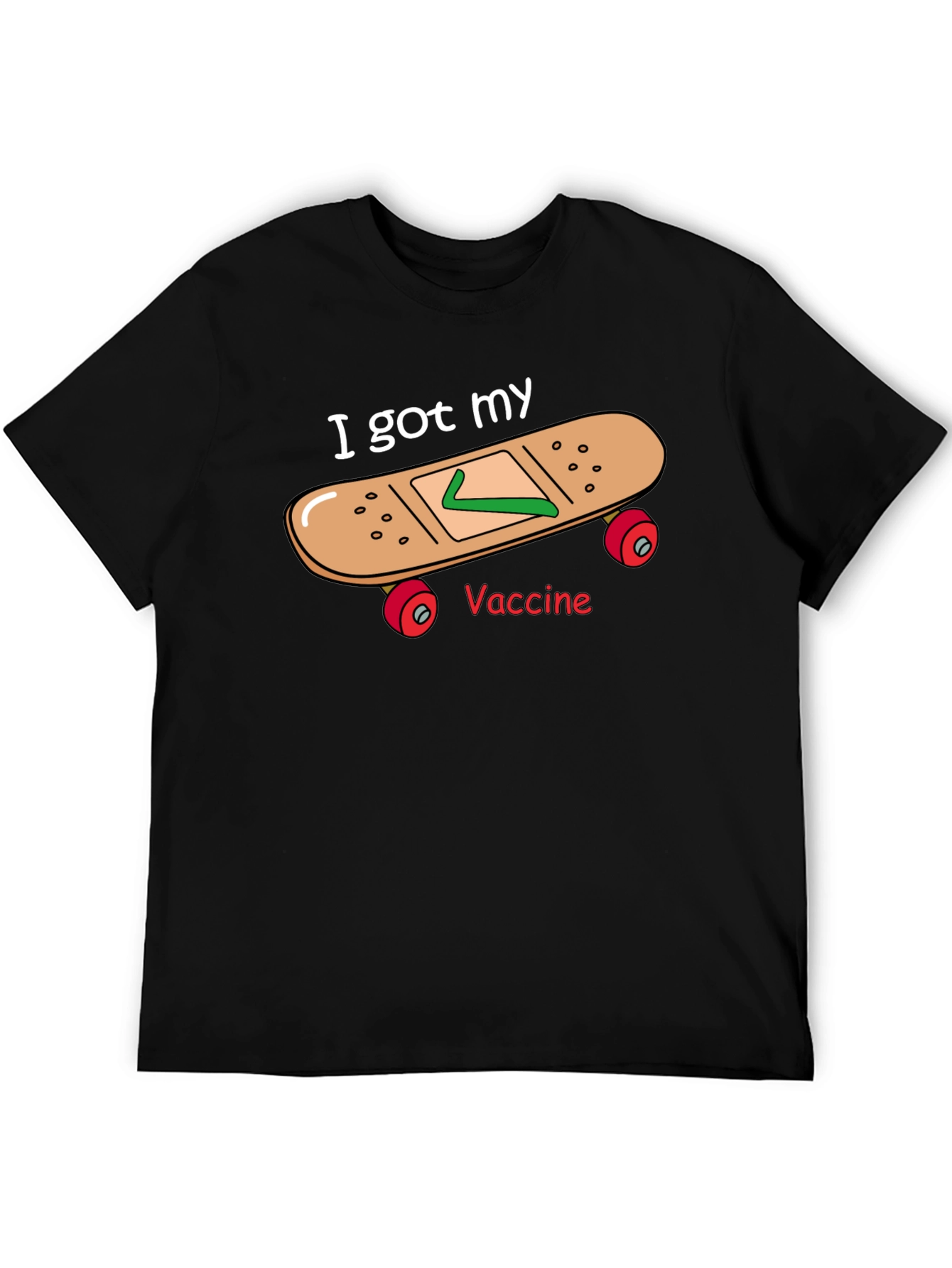 Black I Got My Vaccine Skateboard T-Shirt view 5