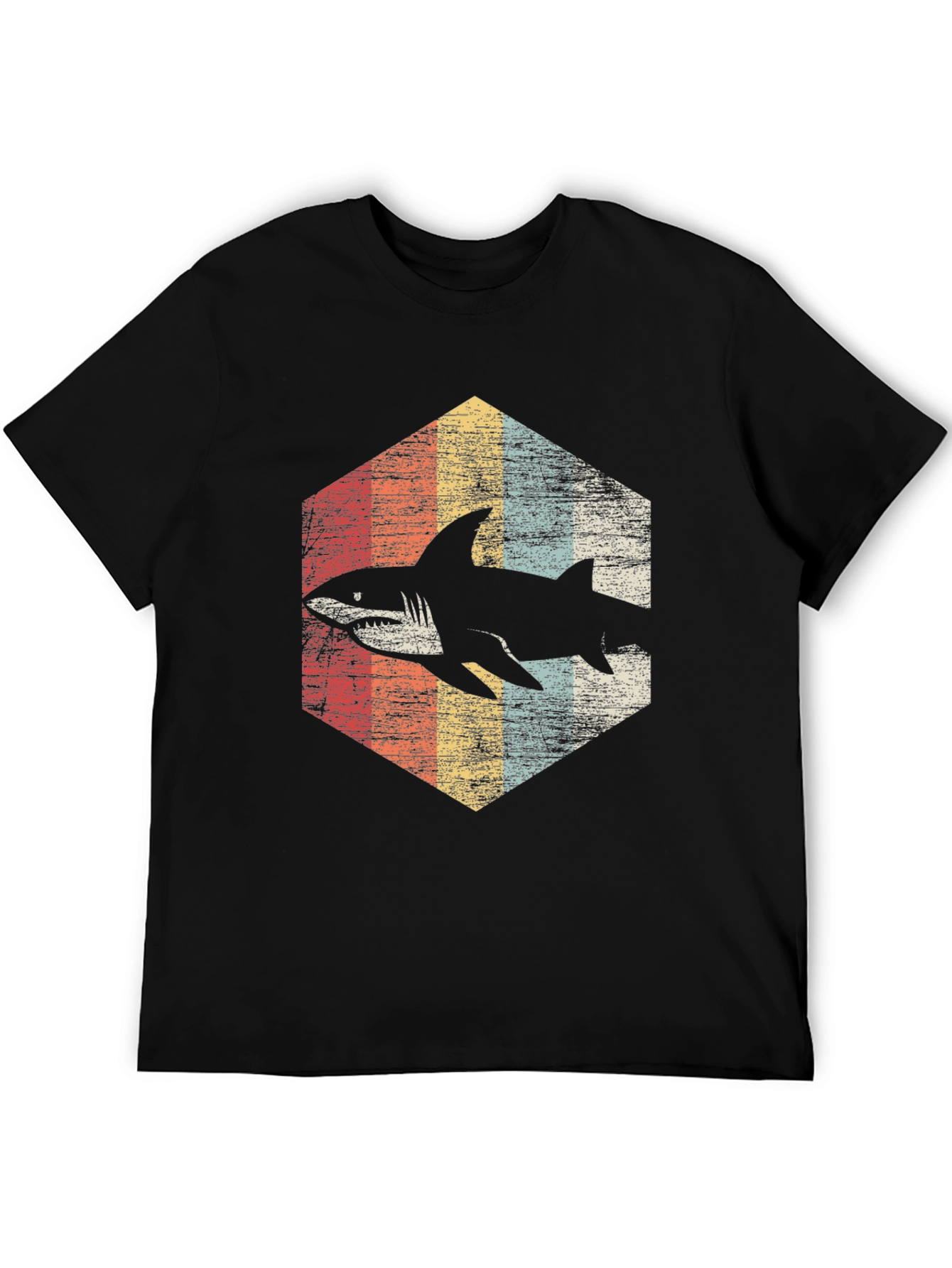 Black Retro Shark Graphic T-Shirt - Vintage Style view 5