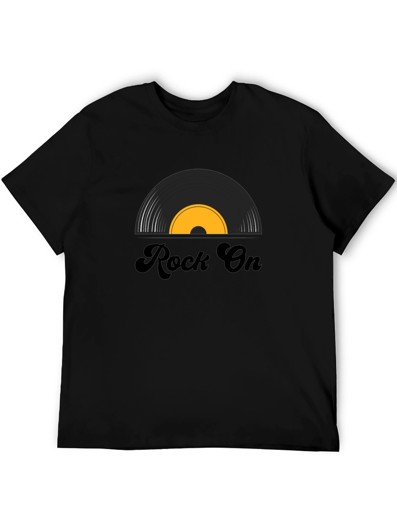Black Rock On Vinyl Record Graphic Tee - Black view 5