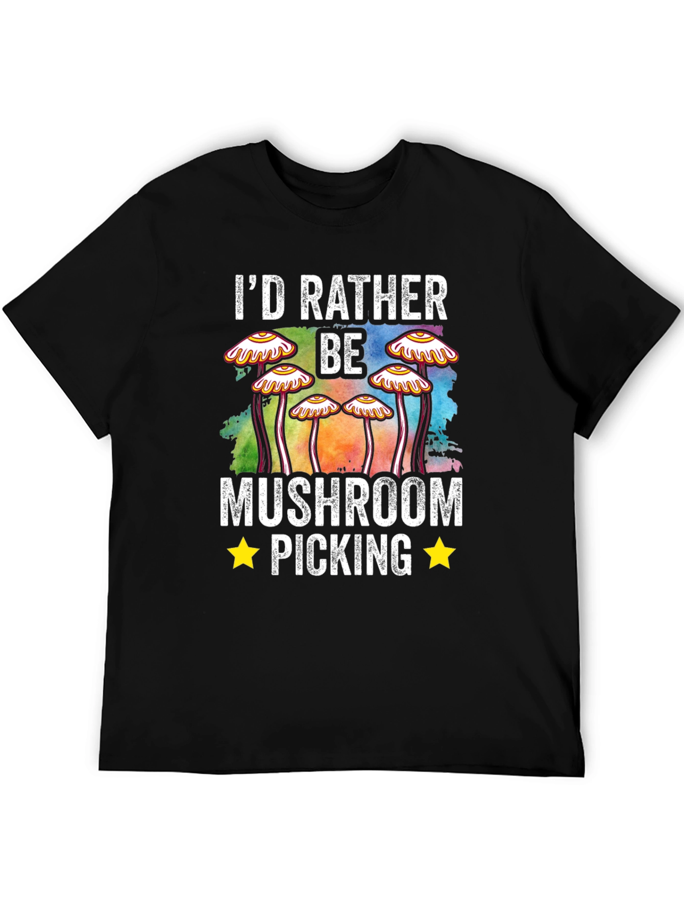 Black Mushroom Picking Graphic T-Shirt view 5