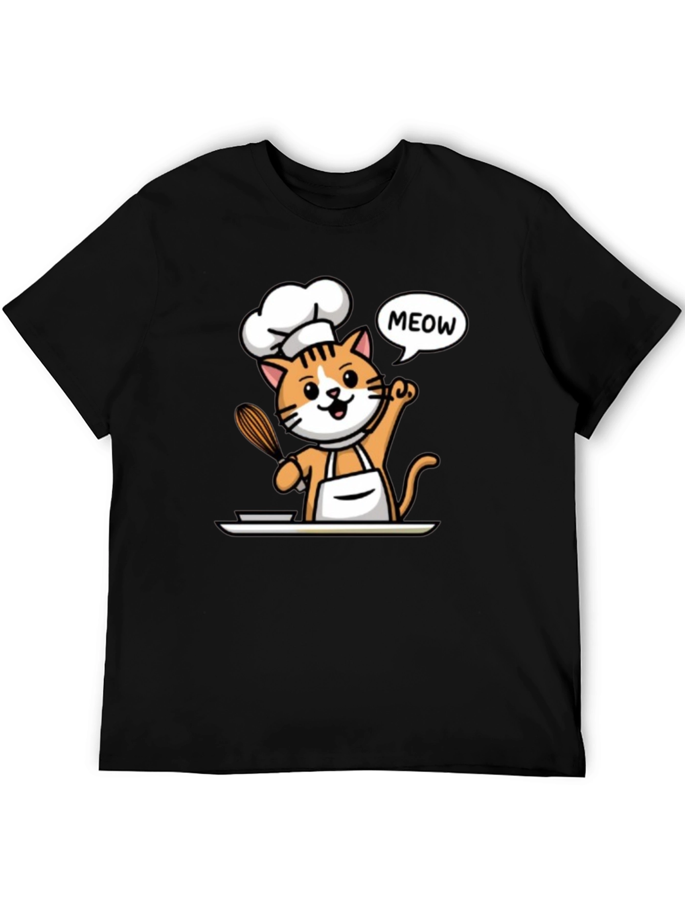 Black Chef Cat T-Shirt - Funny Culinary Kitten Tee view 5