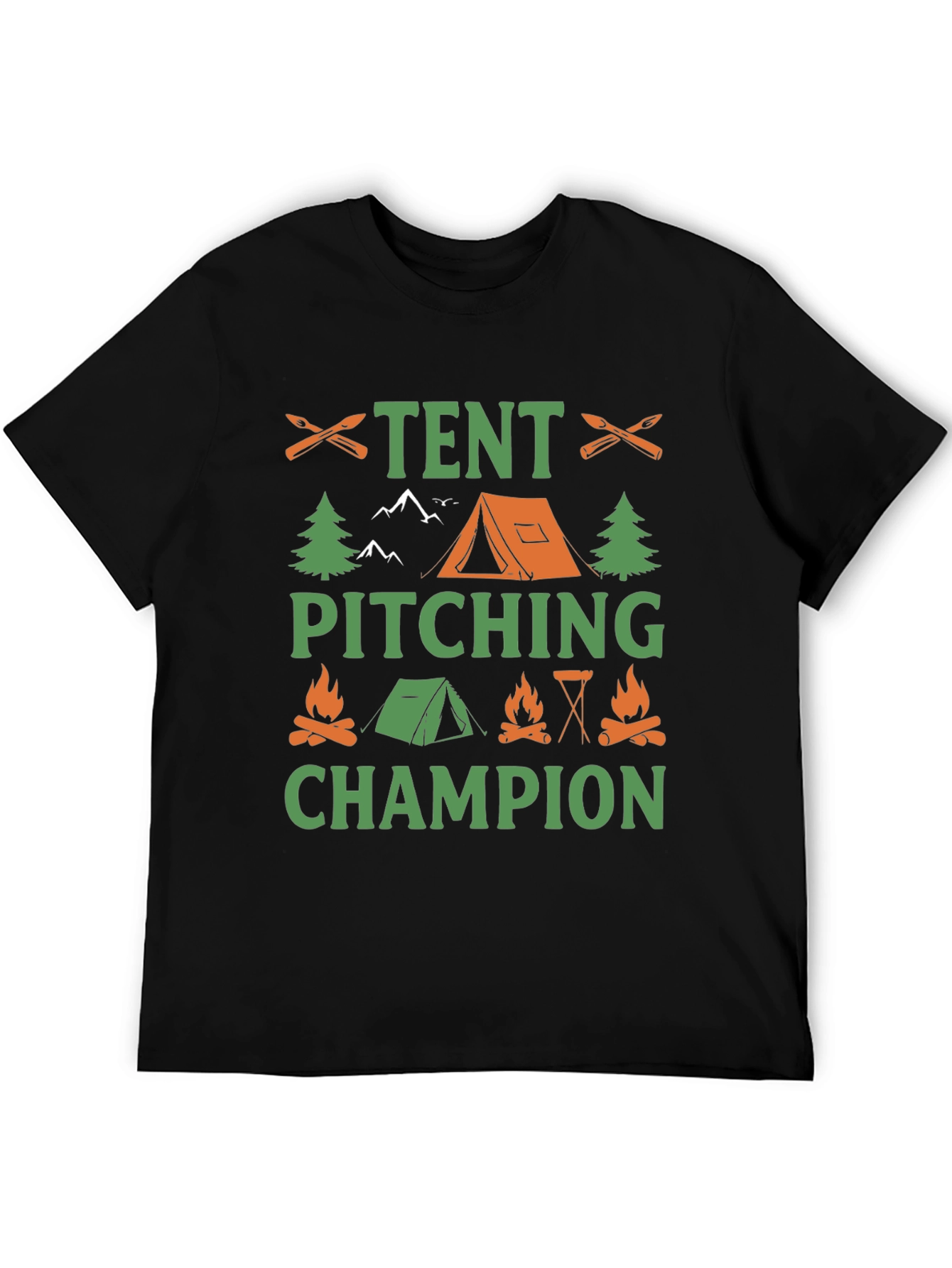 Black Tent Pitching Champion Camping T-Shirt view 5