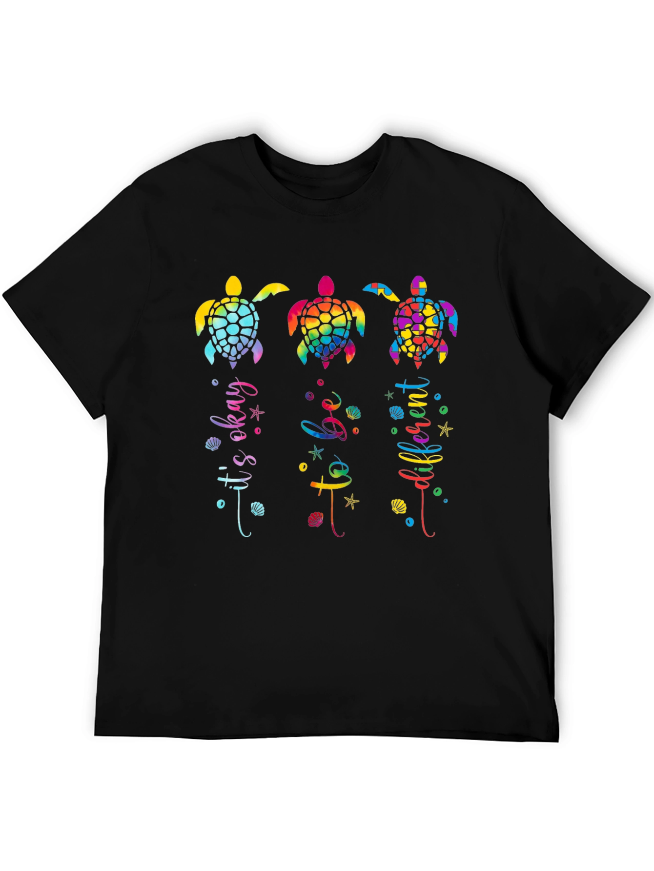 Black Rainbow Turtle T-Shirt - It's Okay To Be Different view 5