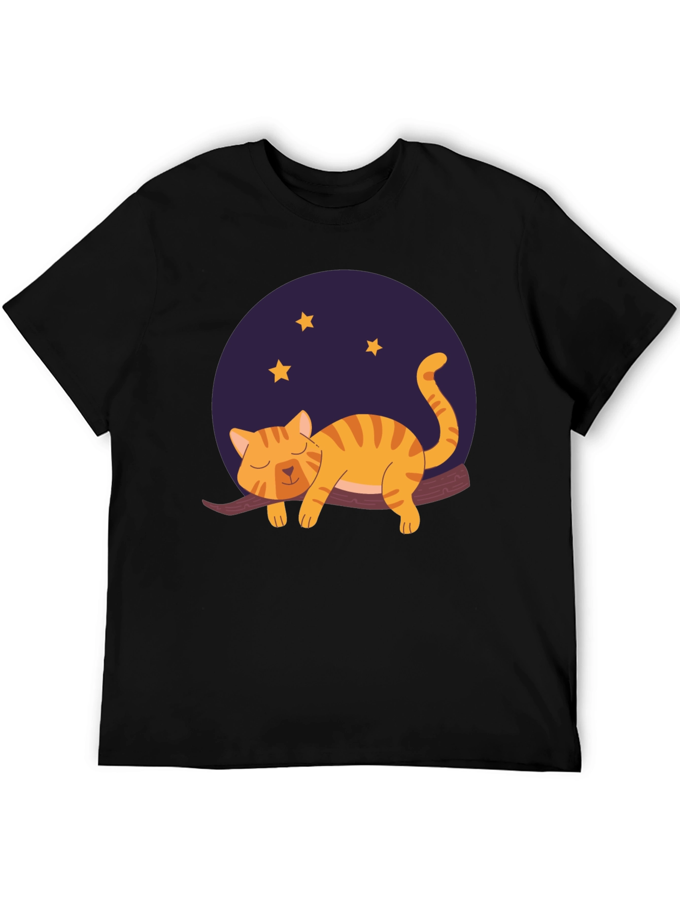 Black Cute Cat Nap T-Shirt - Unisex Black Tee view 5