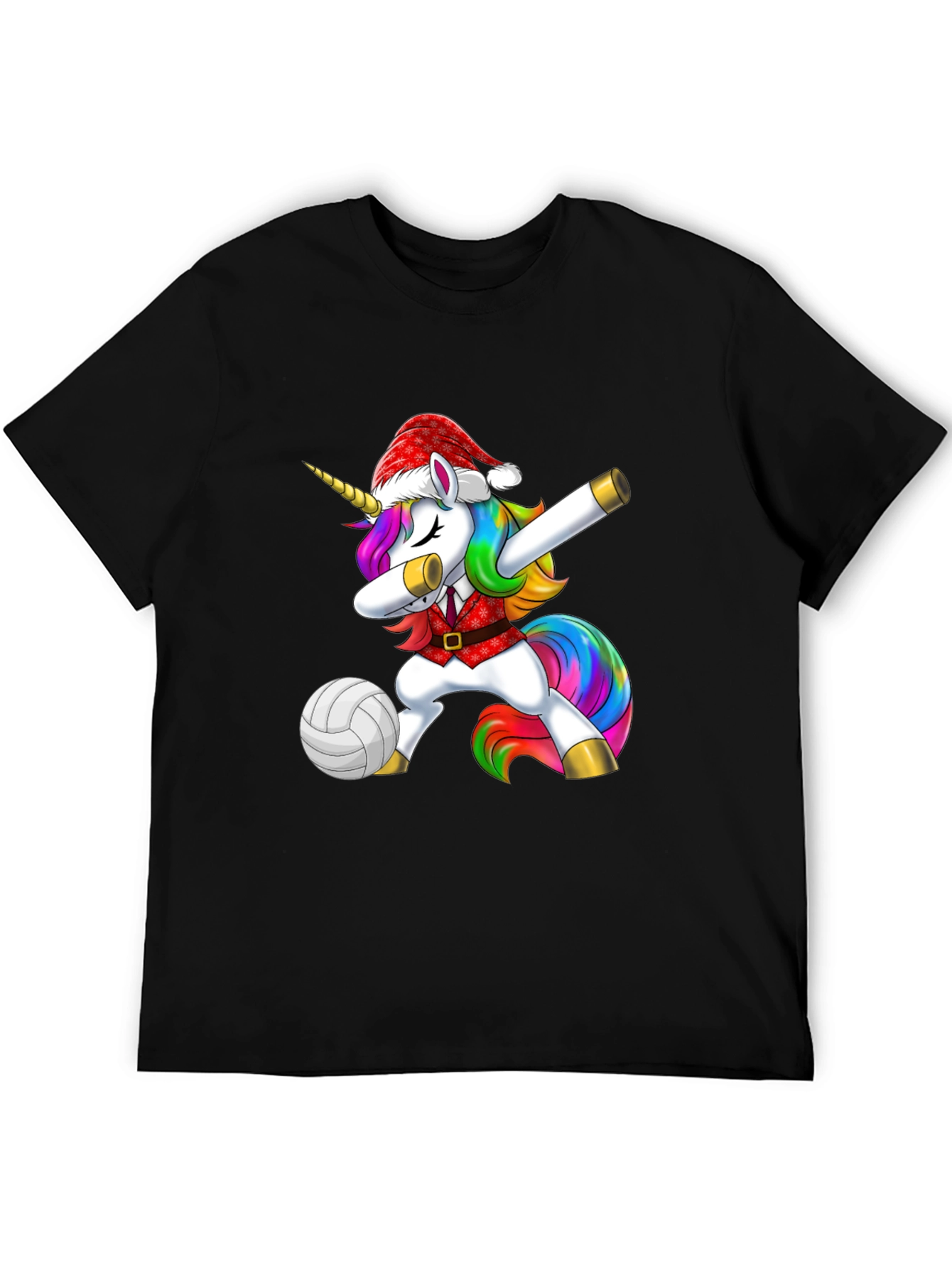 Black Unicorn Dabbing Volleyball Christmas Tee view 5