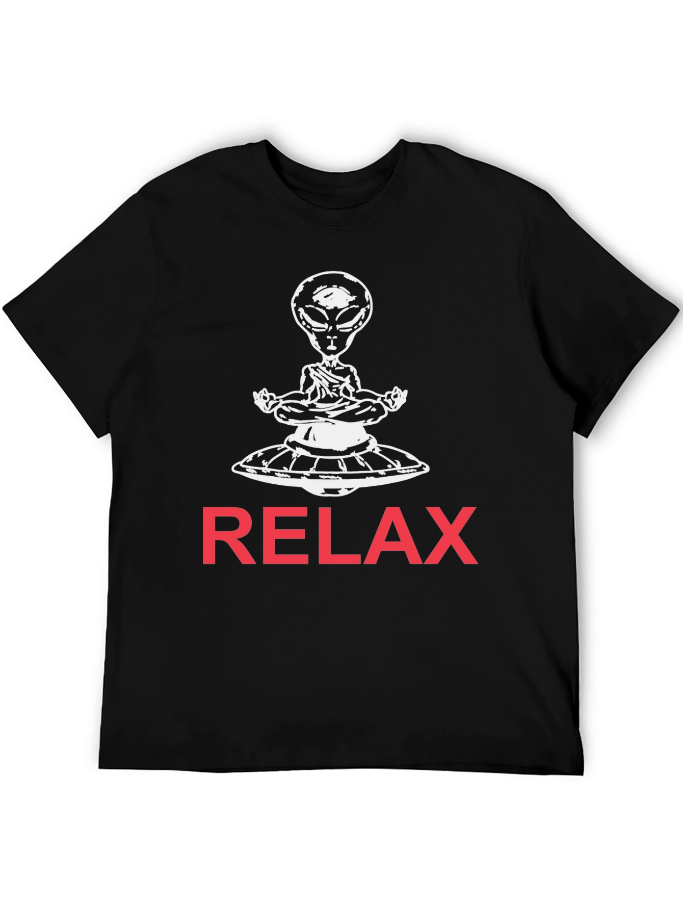 Black Relax Alien T-Shirt -  UFO Meditation Tee view 5
