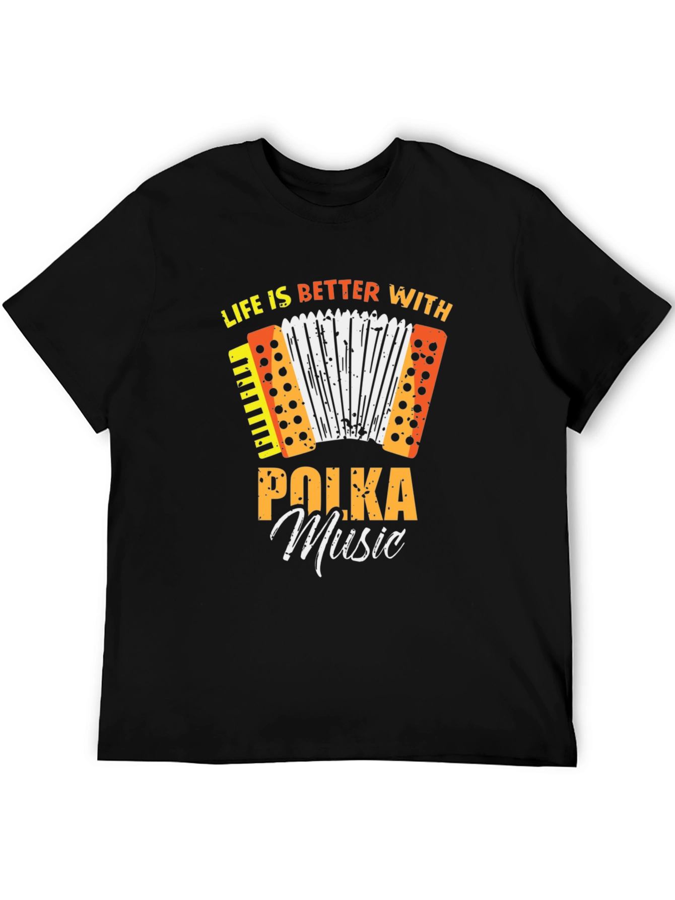 Black Polka Music T-Shirt - Life is Better With Polka! view 5
