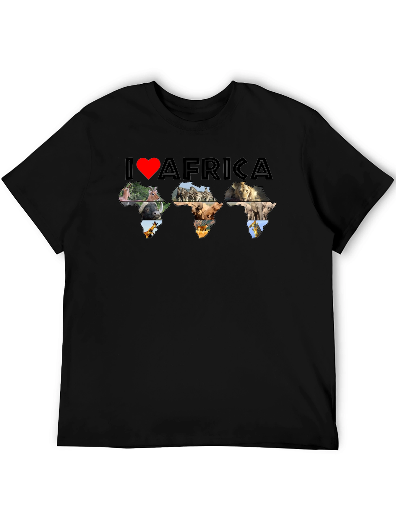 Black I Love Africa Animal Print T-Shirt view 5