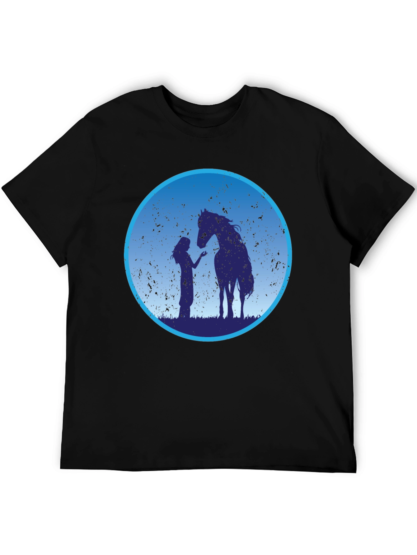Black Horse & Girl Graphic Tee - Silhouette Design view 5