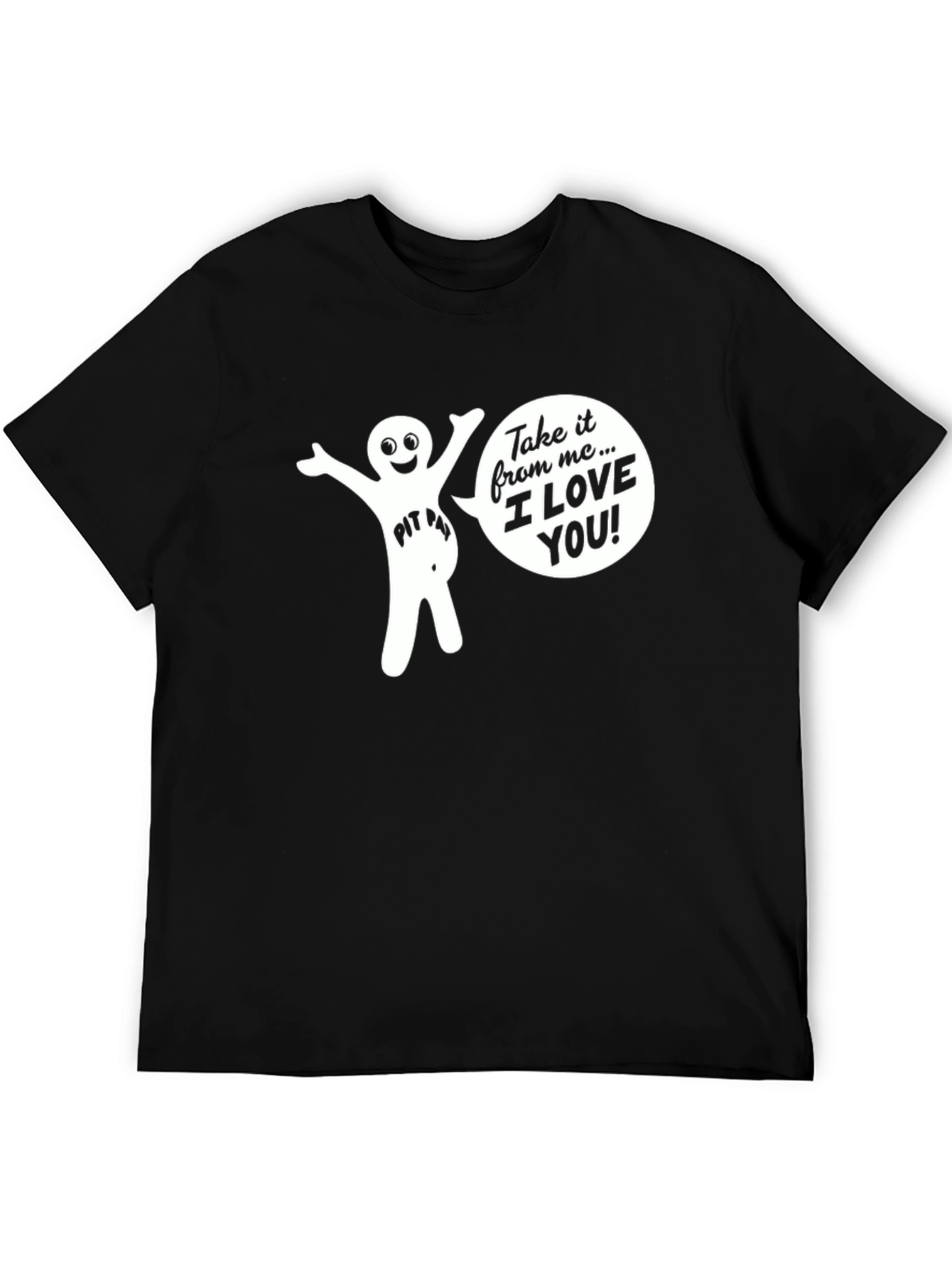 Black Funny "Pit Pat" I Love You Graphic T-Shirt view 5