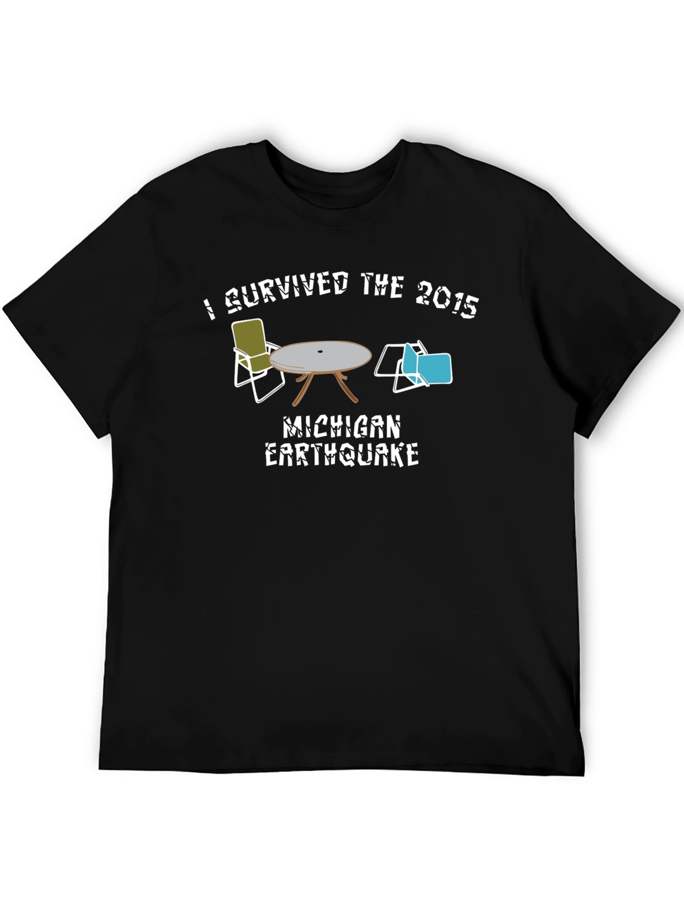 Black I Survived the 2015 Michigan Earthquake T-Shirt view 5