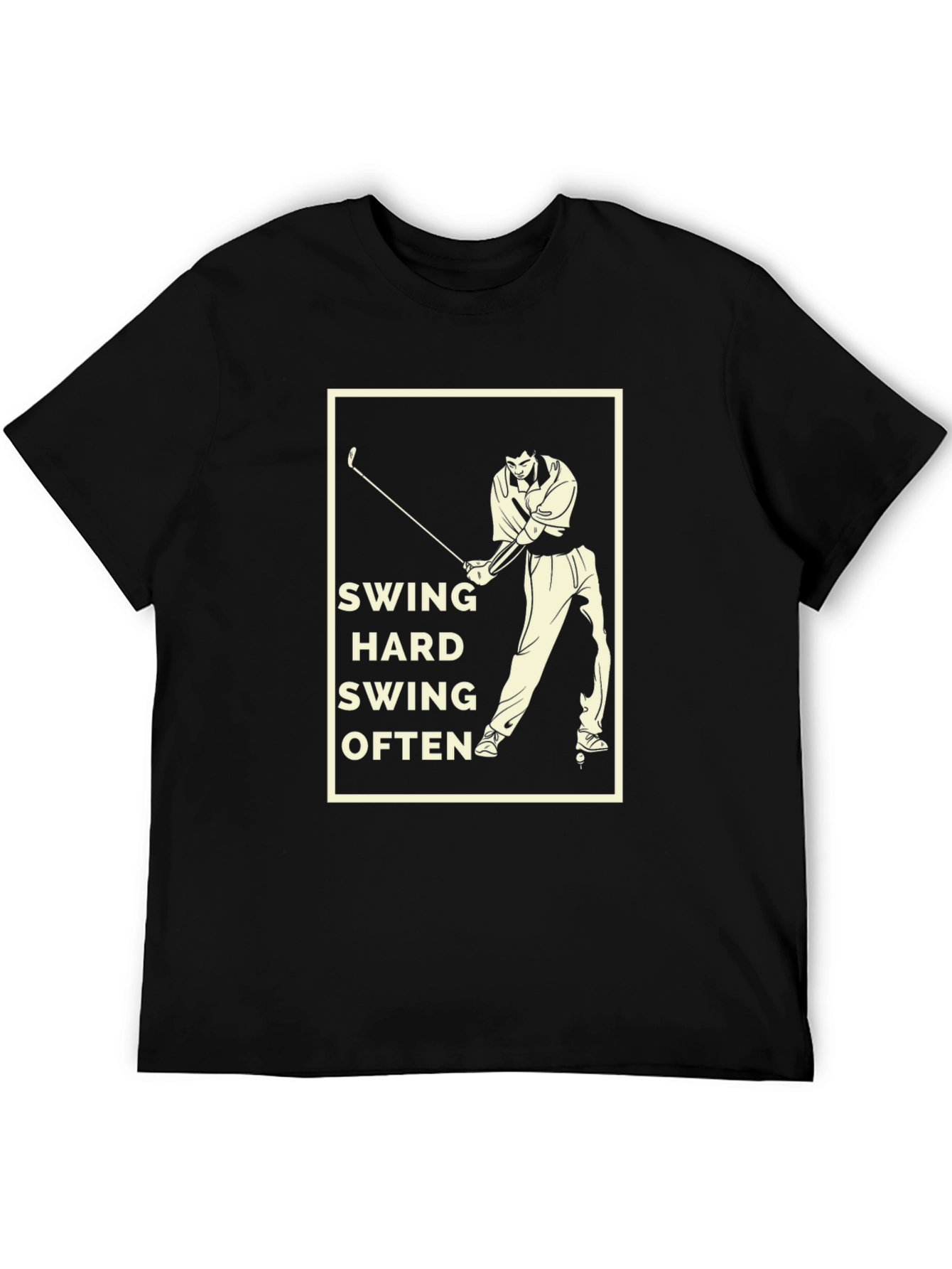 Black Swing Hard Golf T-Shirt - Black Cotton Tee view 5