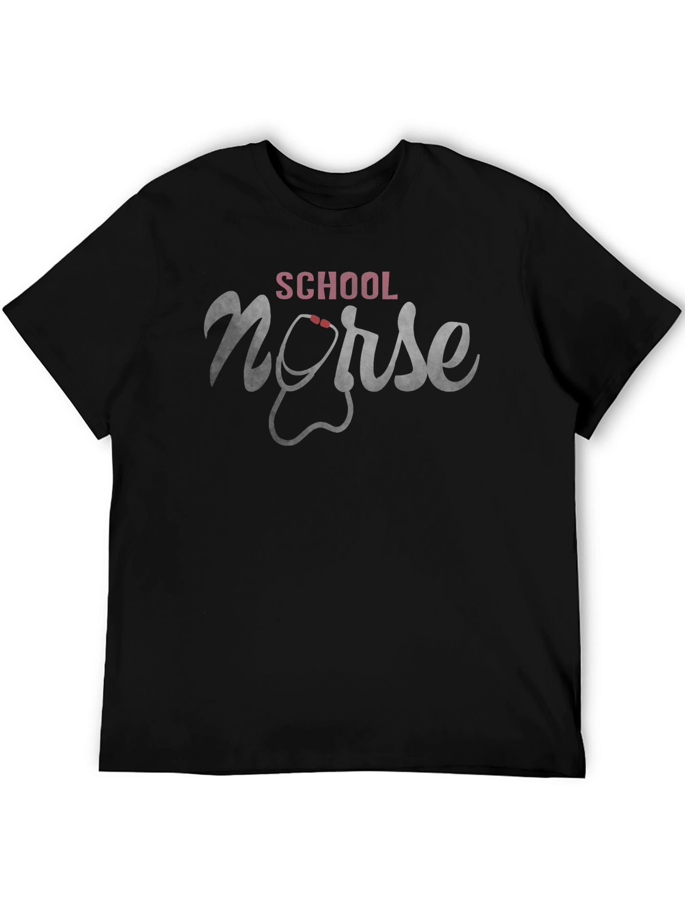 Black School Nurse T-Shirt - Stethoscope Design view 5