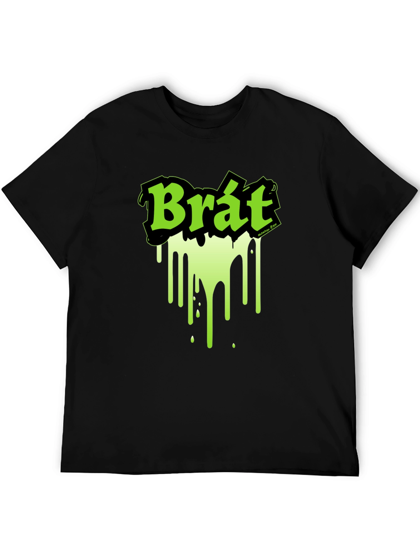 Black Brat Graphic Tee - Black T-Shirt with Neon Green Design view 5