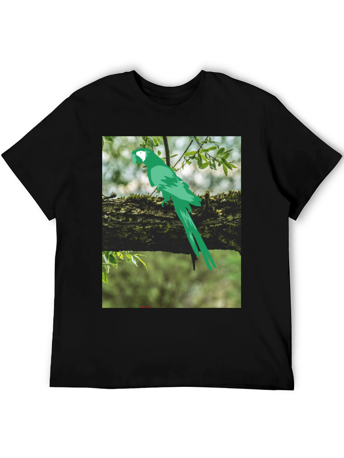 Black Parrot Graphic Tee - Nature Inspired Print view 5