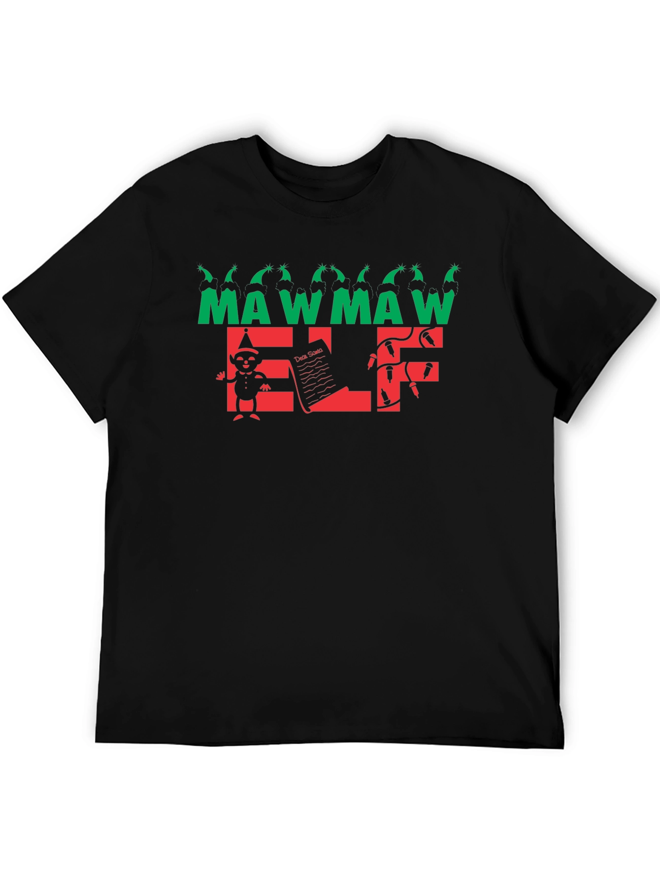Black Maw Maw Elf Black Holiday T-Shirt view 5