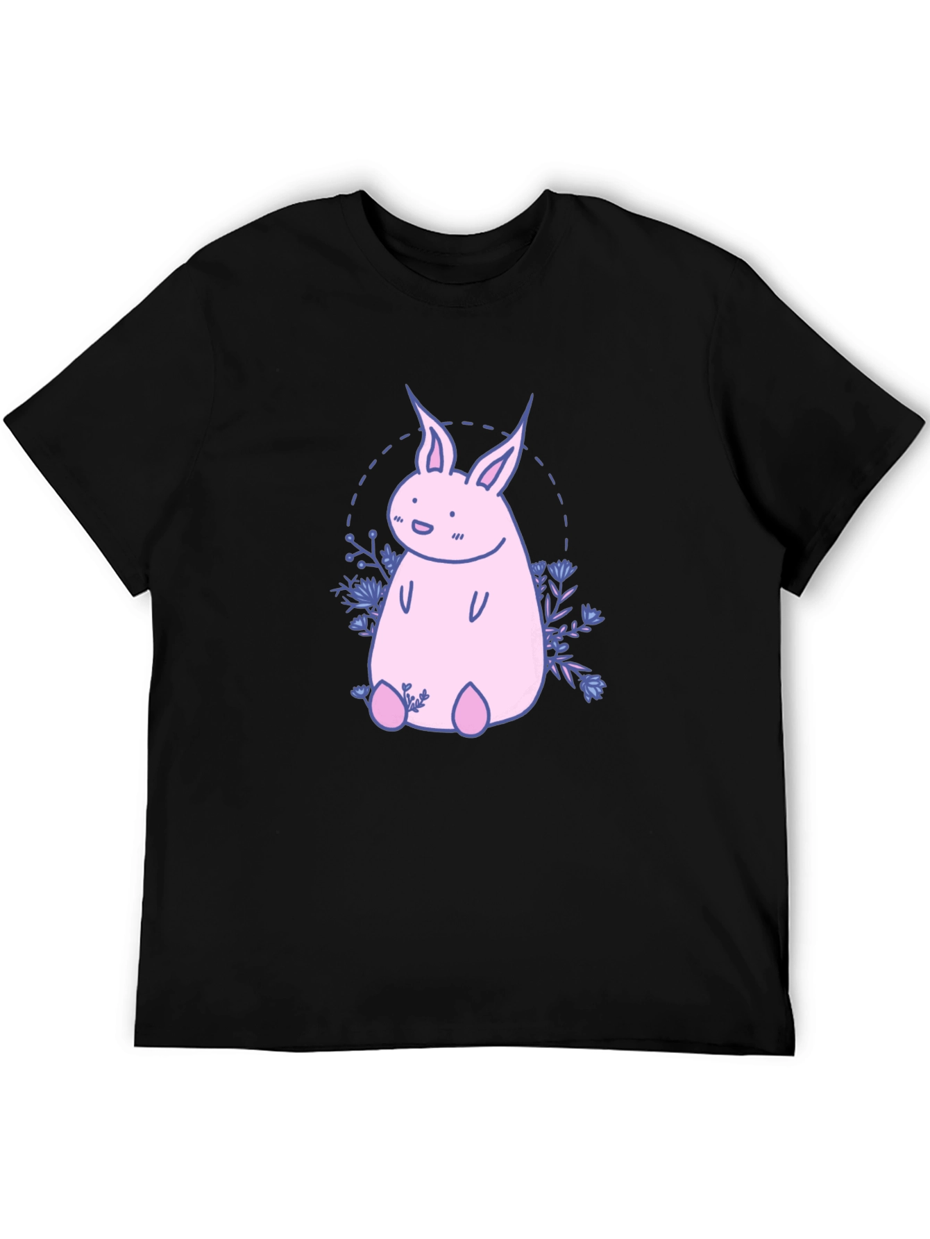 Black Cute Pink Bunny Graphic T-Shirt view 5