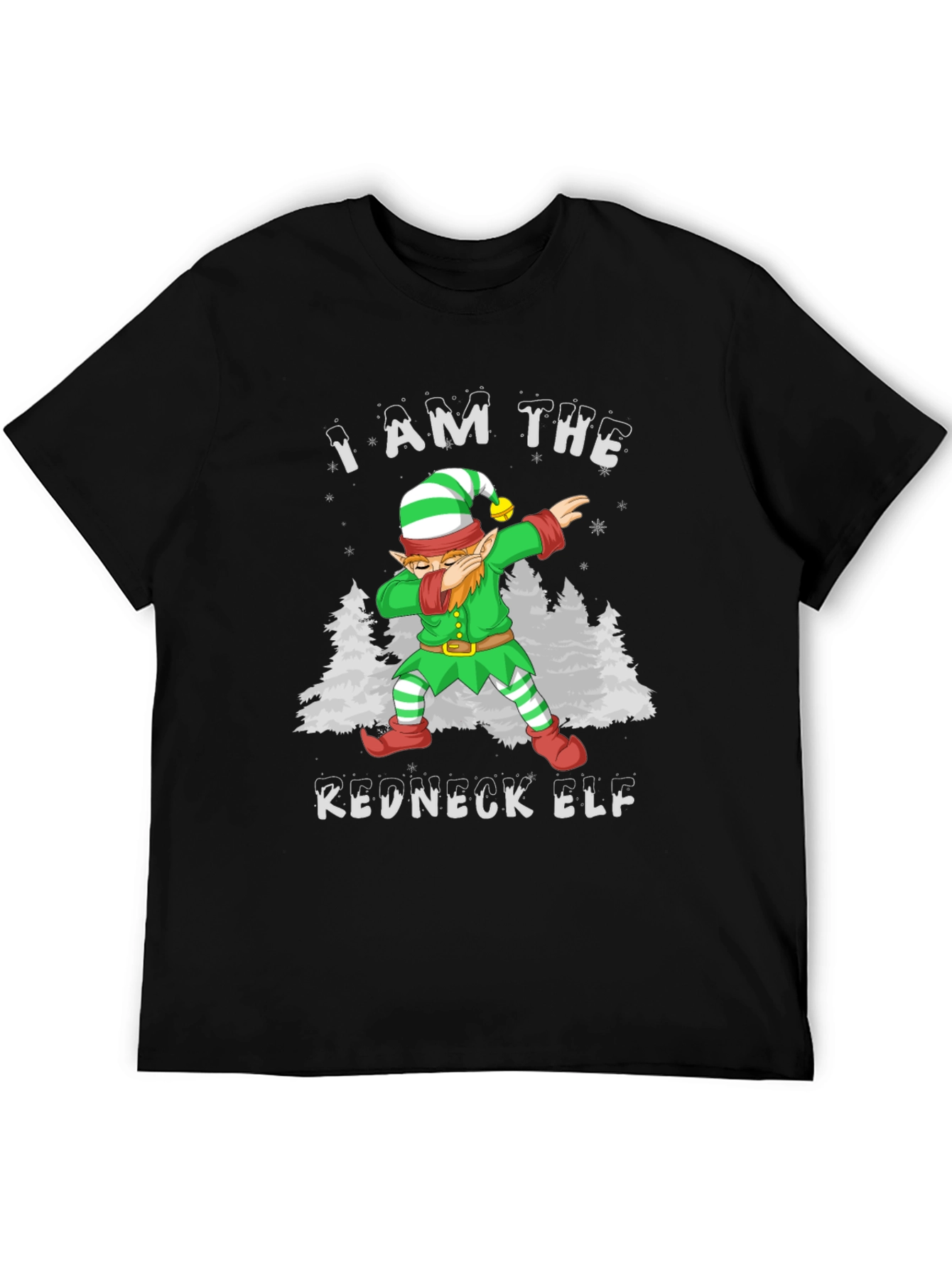 Black I Am The Redneck Elf Dabbing Funny T-Shirt view 5