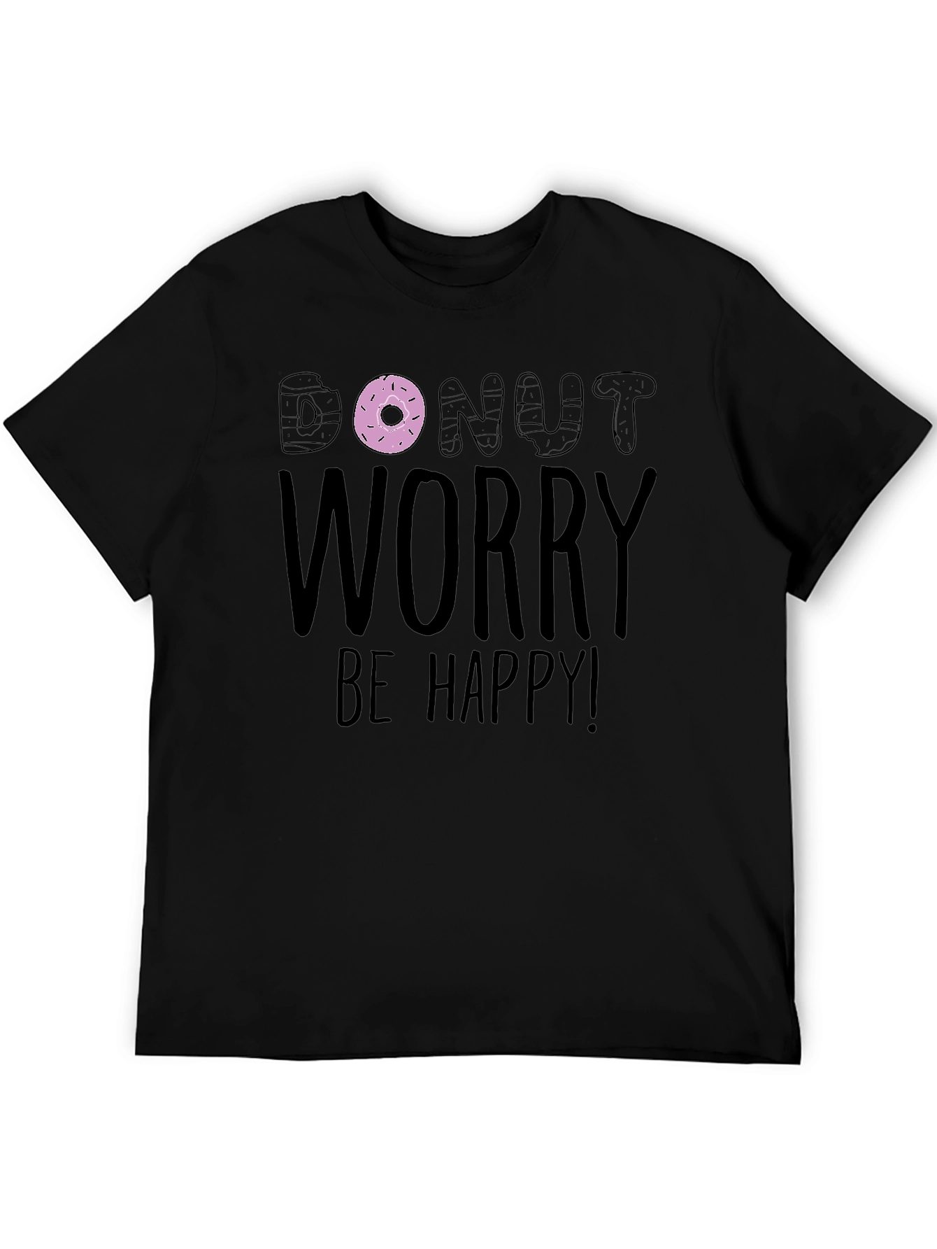 Black Donut Worry Be Happy Graphic Tee view 5