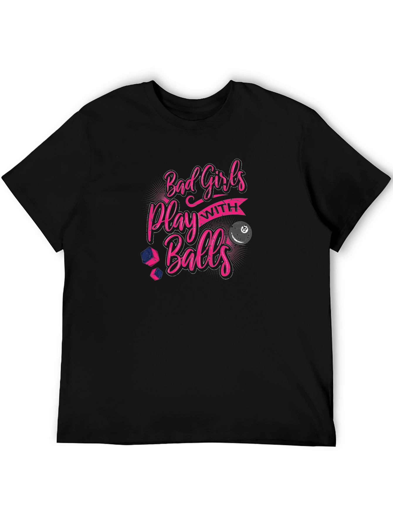 Black Bad Girls Play With Balls Graphic Tee view 5