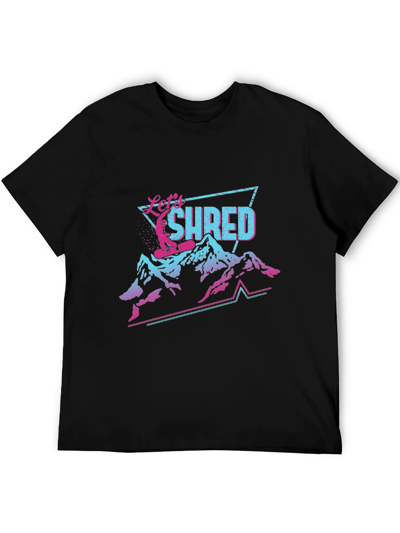 Black Let's Shred T-Shirt Retro Snowboard Design view 5