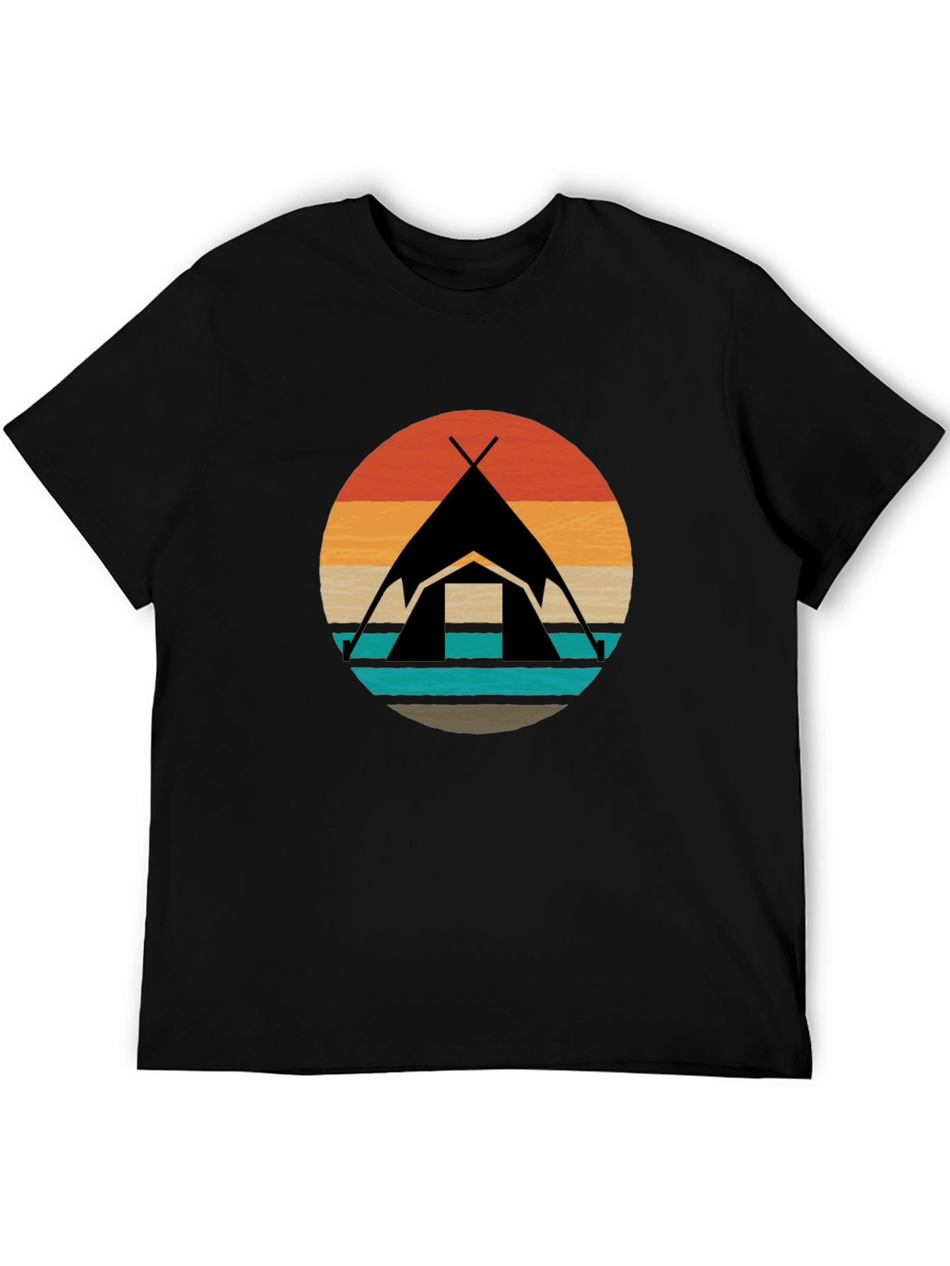 Black Retro Camping Tent Graphic Tee - Black view 5