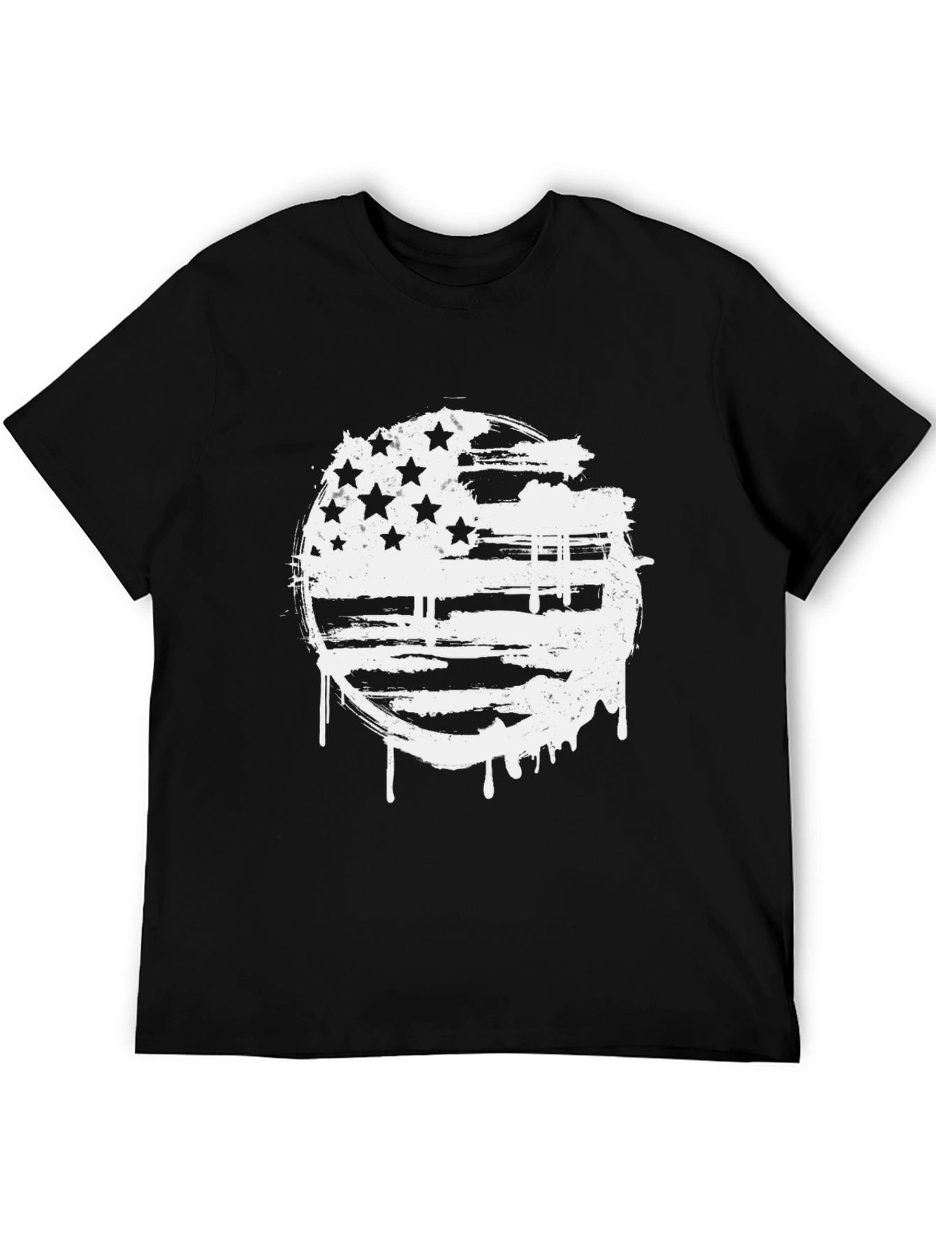 Black American Flag Graphic Black Tee view 5
