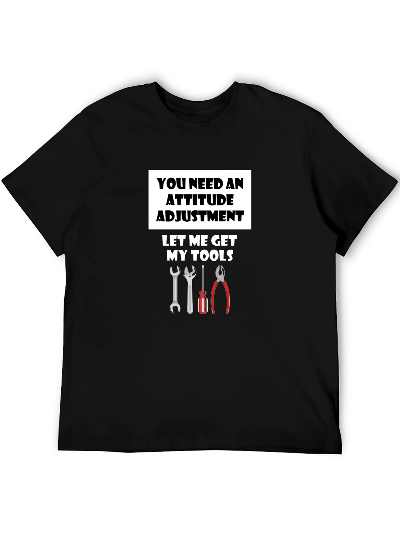Black Attitude Adjustment Funny Mechanic T-Shirt view 5