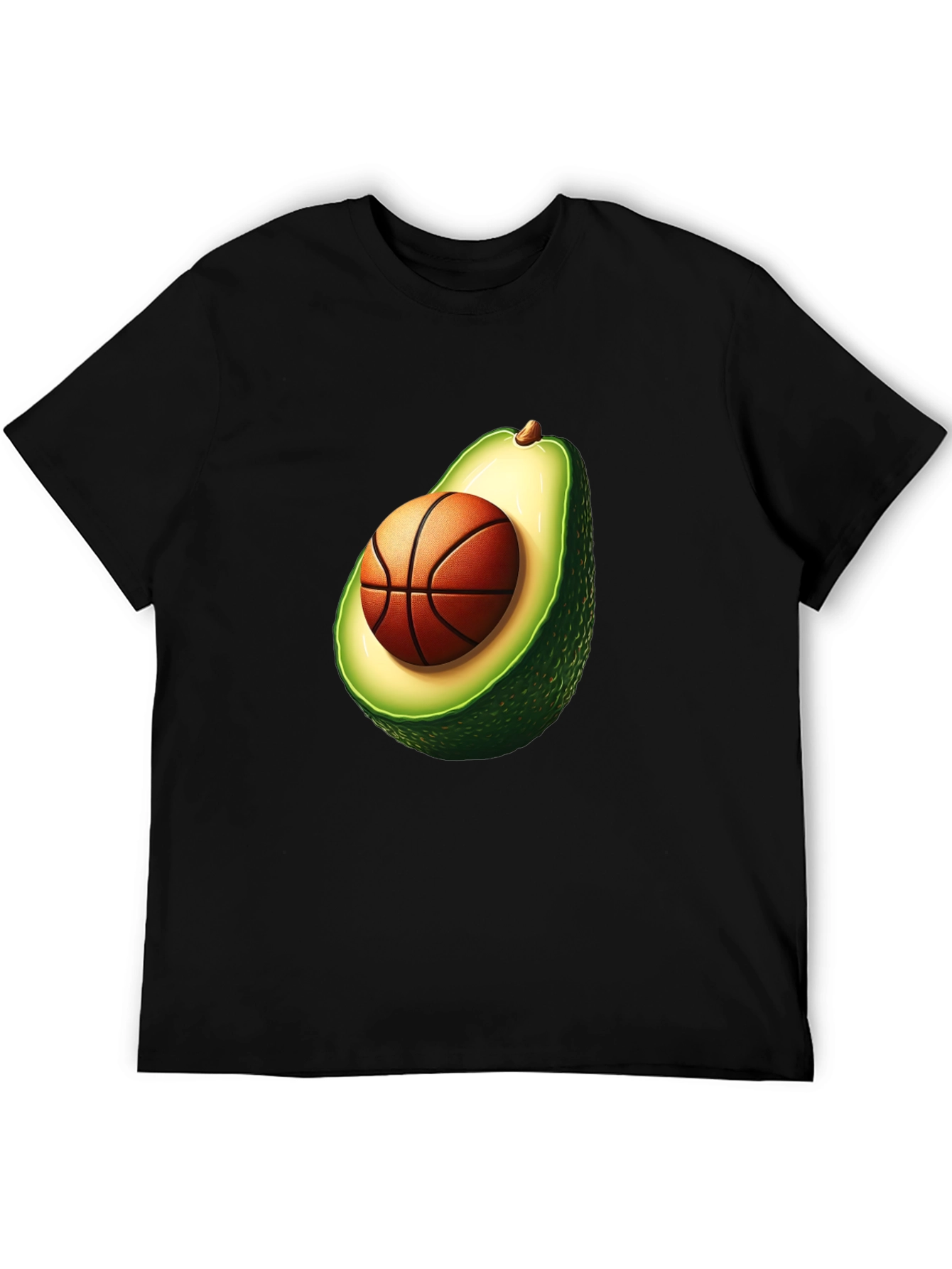 Black Avocado Basketball Graphic Tee - Unique Men's T-Shirt view 5