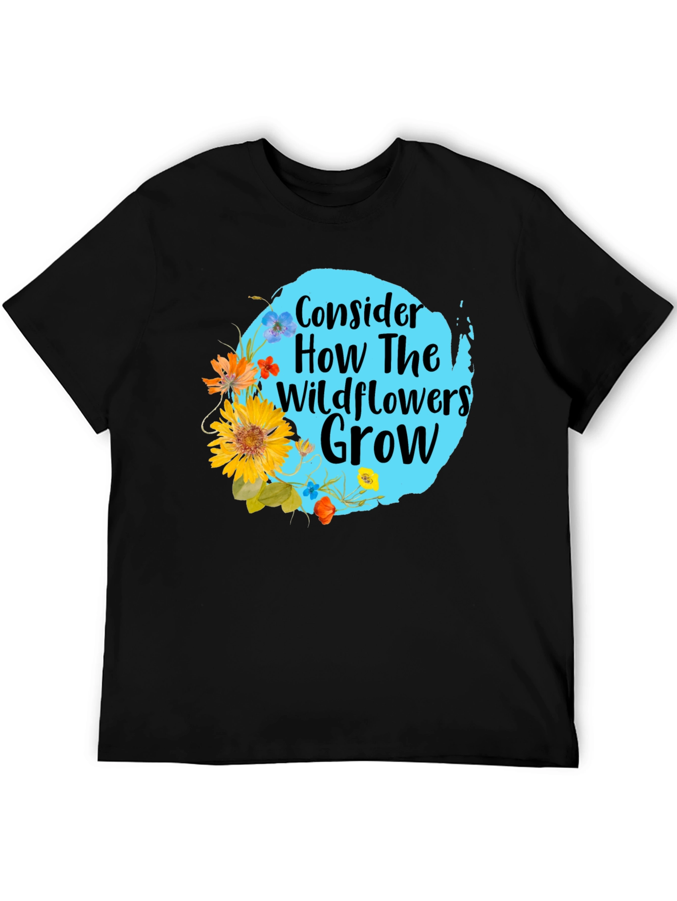 Black Wildflower Graphic Tee - Consider How They Grow view 5
