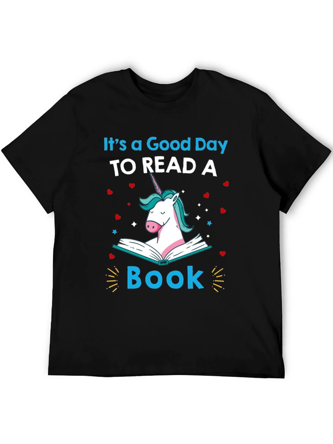 Black Unicorn Reading Book T-Shirt view 5