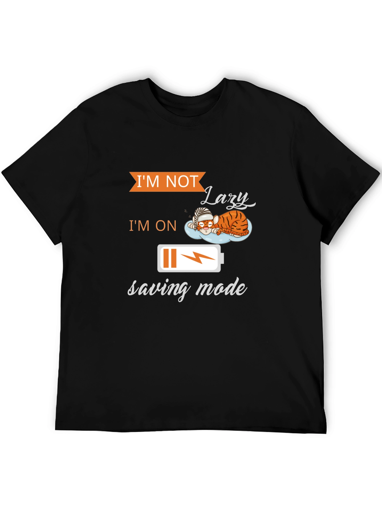 Black Lazy Saving Mode T-Shirt - Funny Graphic Tee view 5