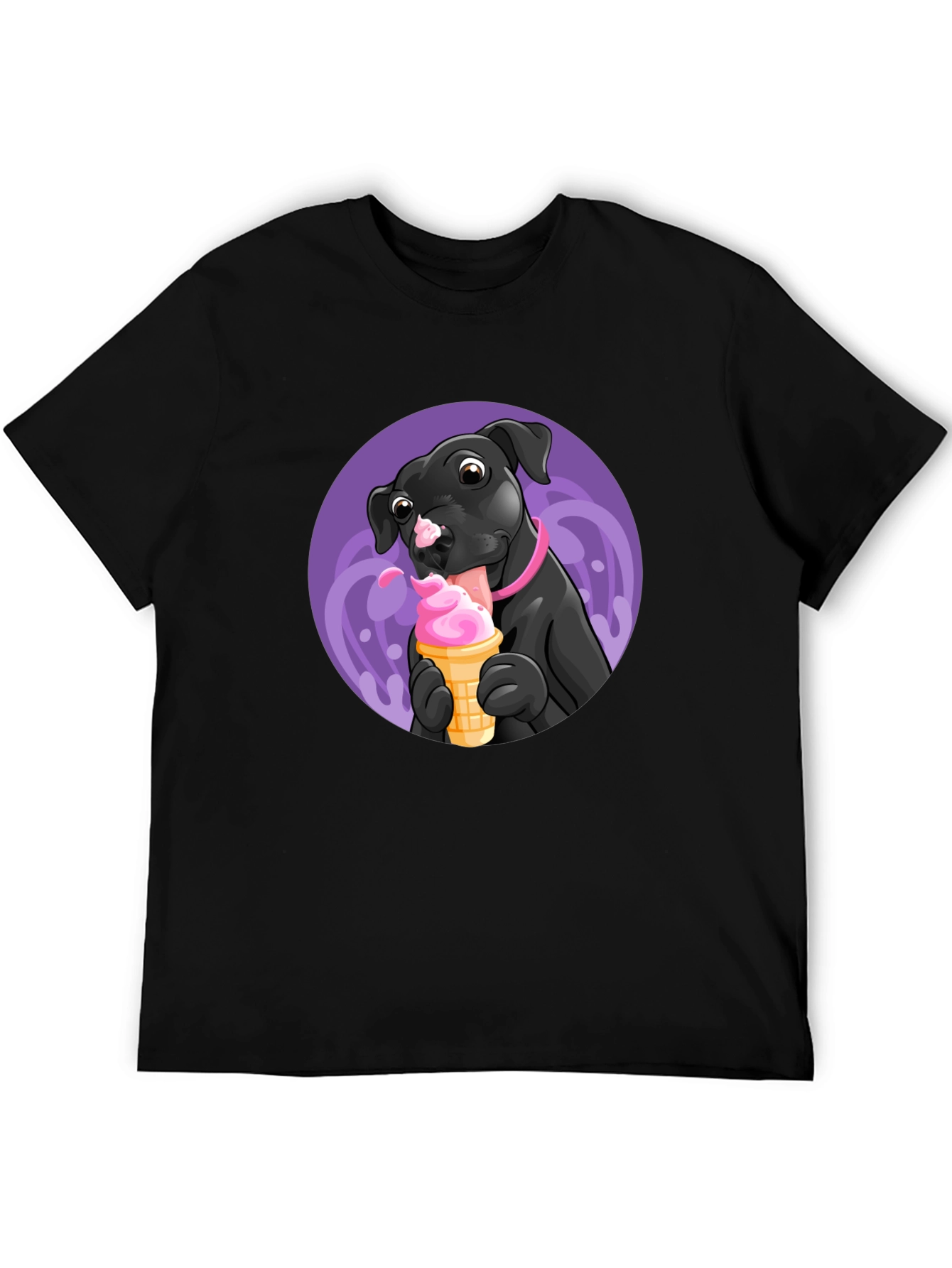 Black Dog Eating Ice Cream Graphic Tee - Black view 5
