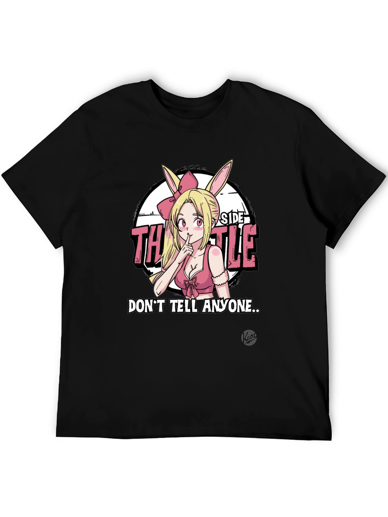 Black Anime Bunny Girl Graphic Tee - "Don't Tell Anyone..." view 5