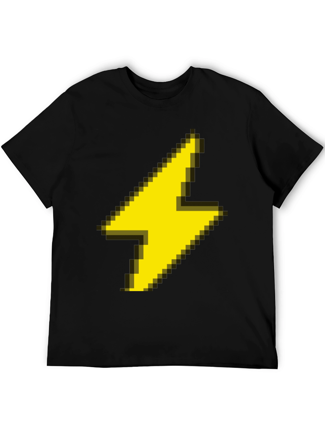 Black Pixel Lightning Bolt Graphic Tee - Black Casual Shirt view 5
