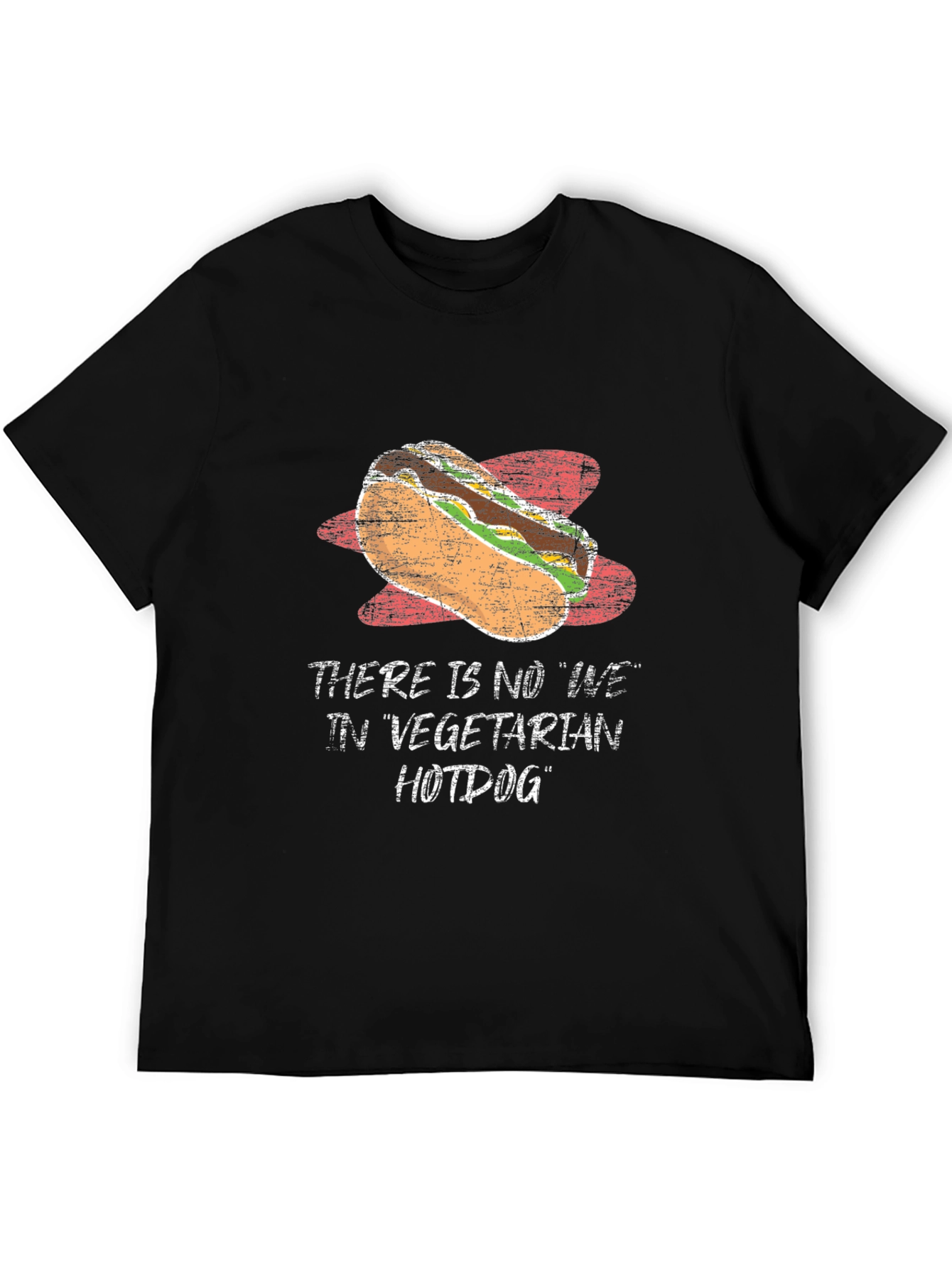 Black Vegetarian Hotdog T-Shirt Funny Hot Dog Lover Tee view 5
