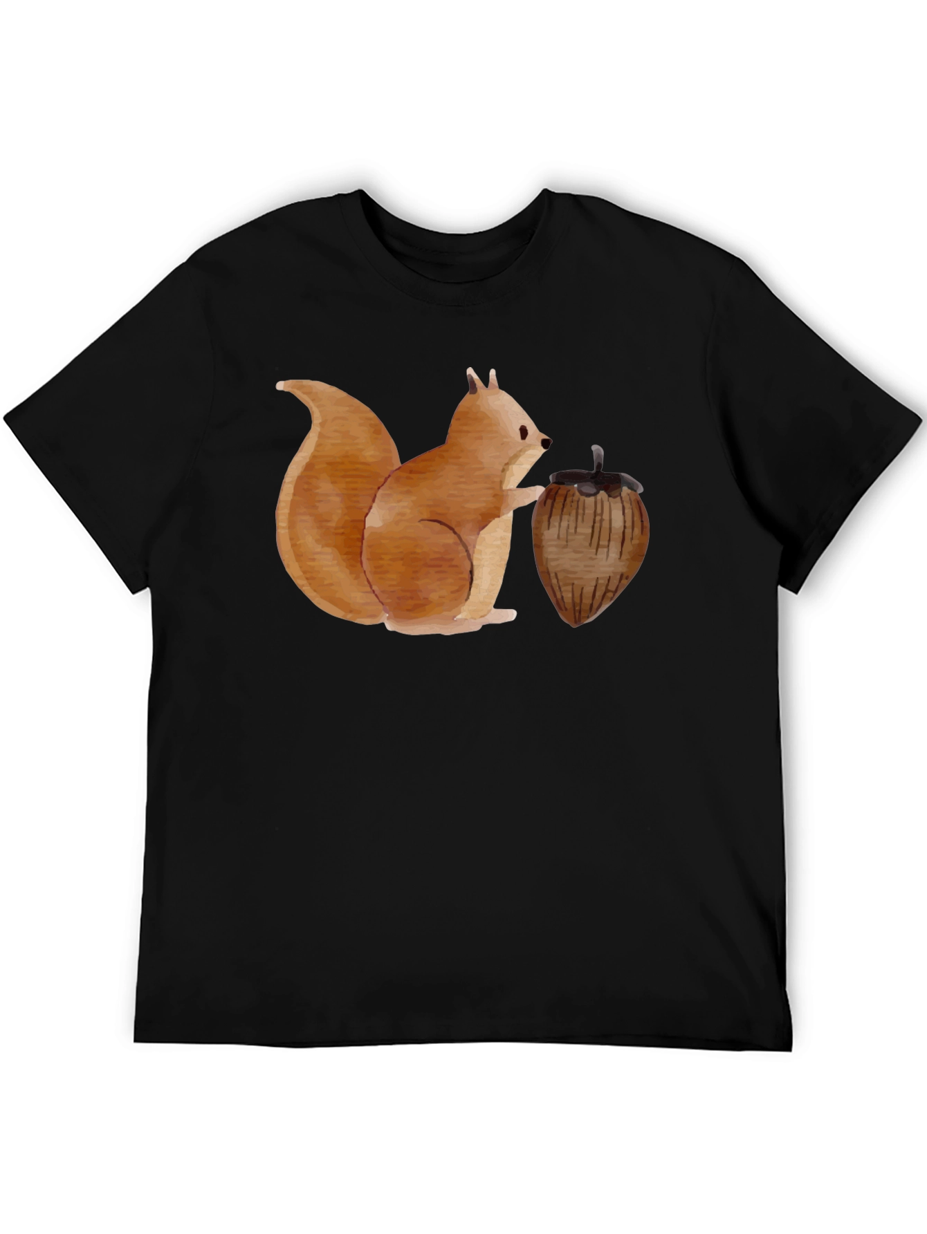 Black Squirrel & Nut Graphic Tee - Black Cotton Casual Comfort view 5