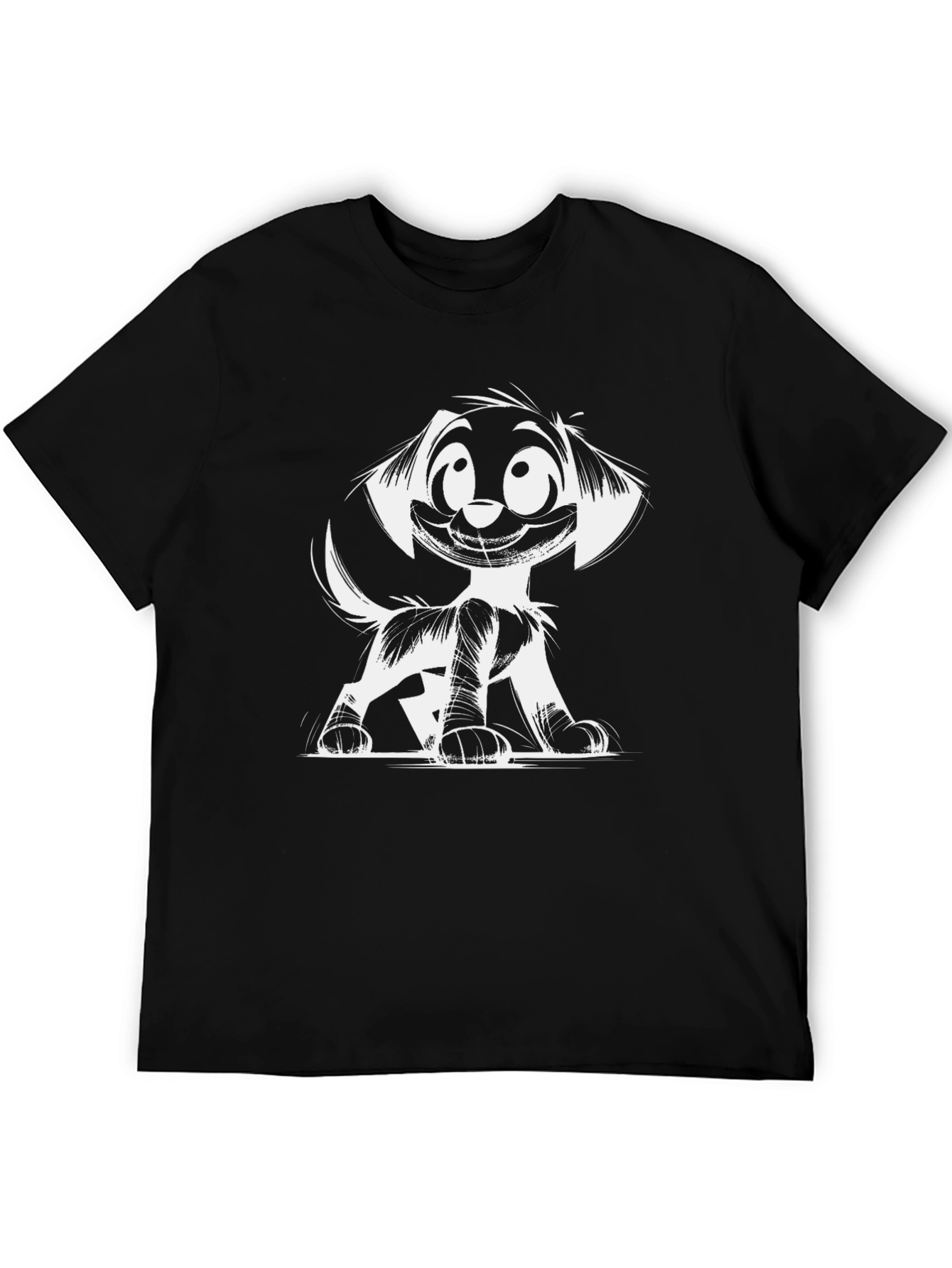 Black Cartoon Dog Graphic Tee - Black view 5