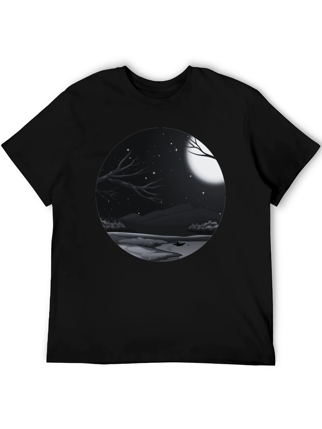 Black Moonlit Lake Graphic Tee - Black view 5
