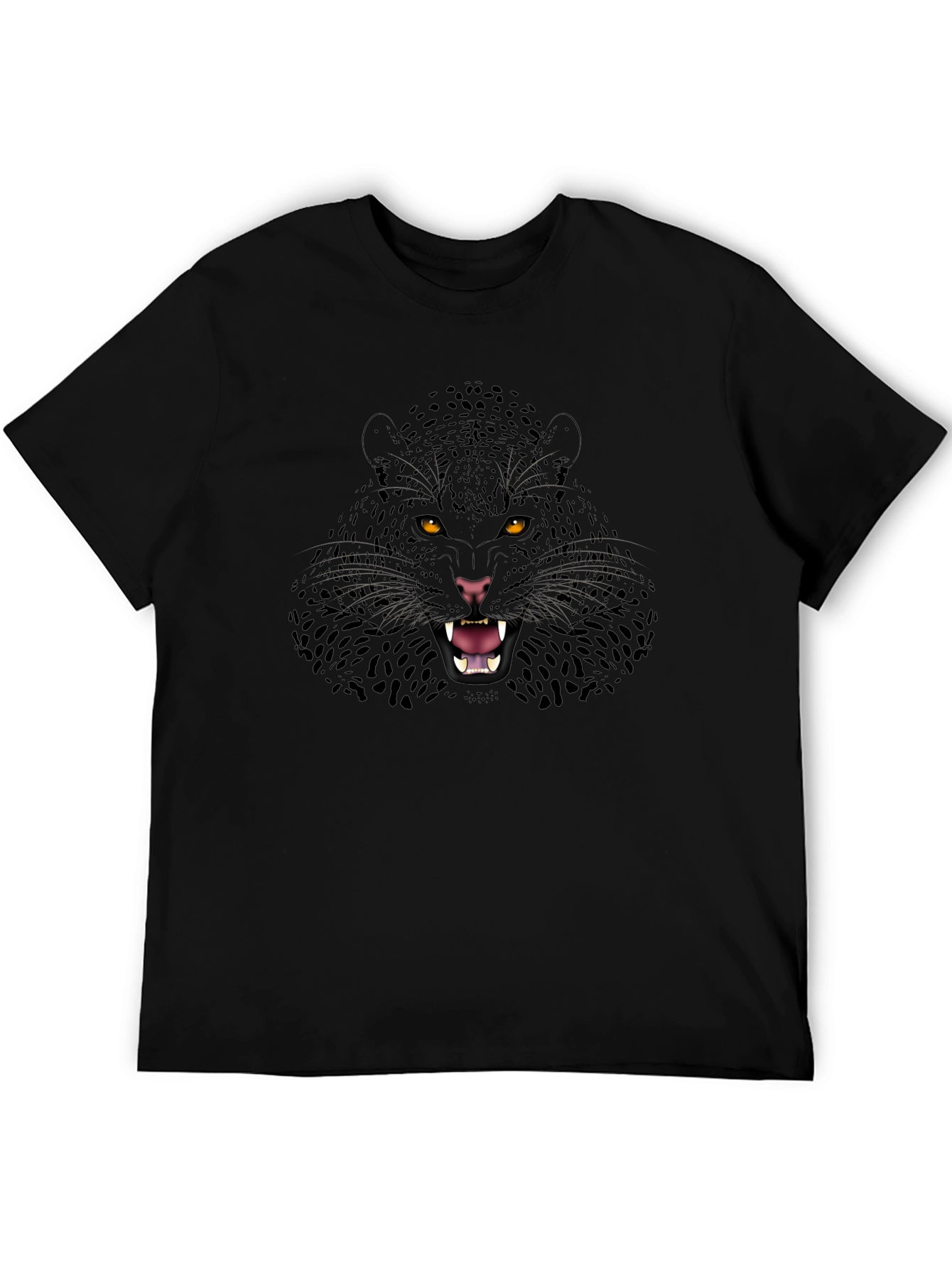 Black Black Panther Graphic Print Men's T-Shirt view 5