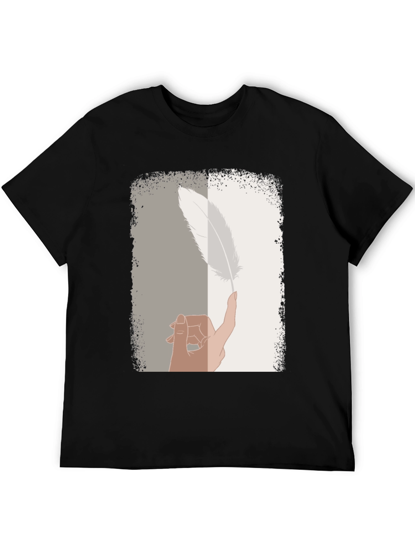 Black Feather Balance Graphic Tee - Casual Cotton Shirt view 5