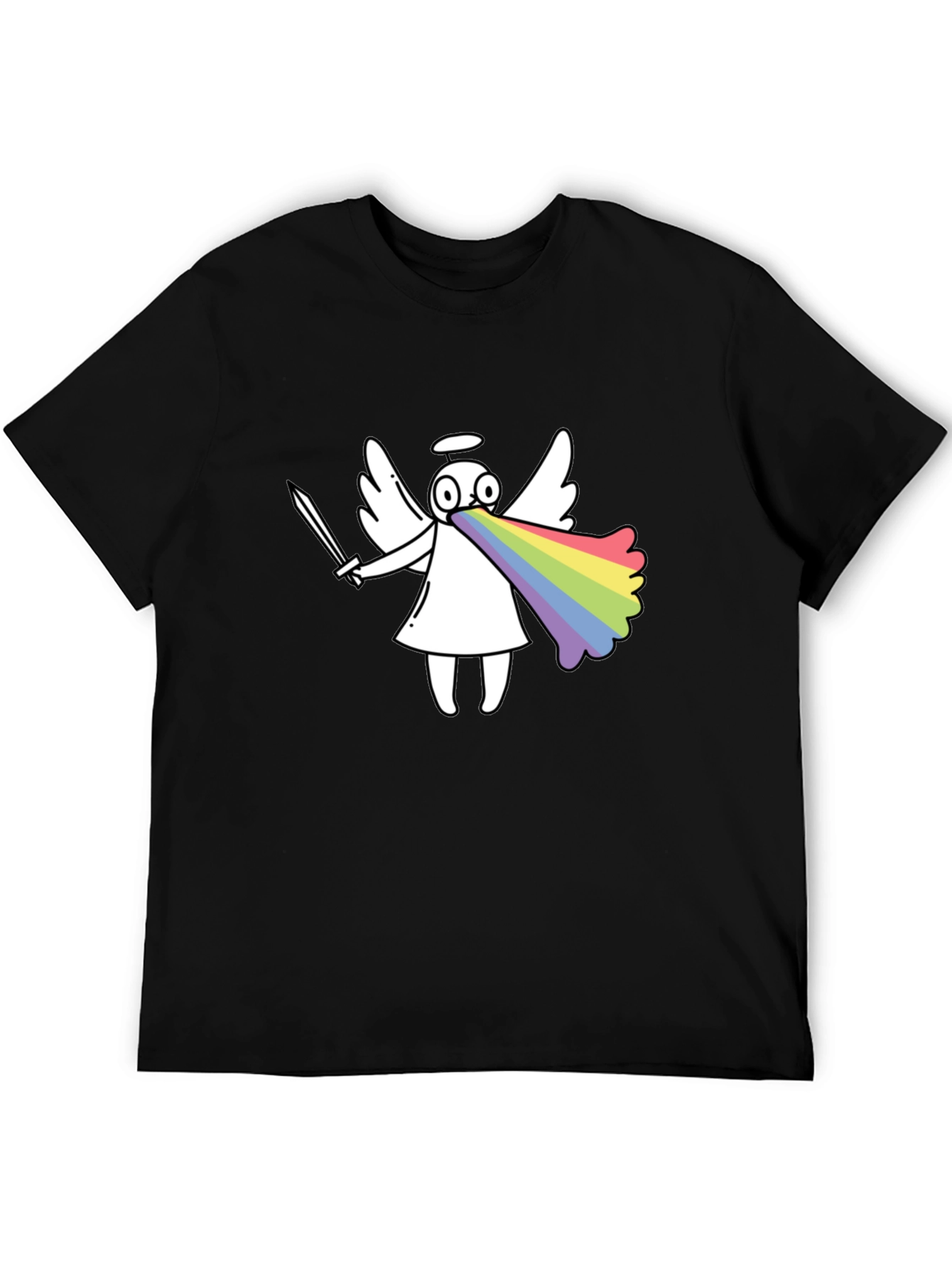 Black Rainbow Angel Graphic T-Shirt view 5
